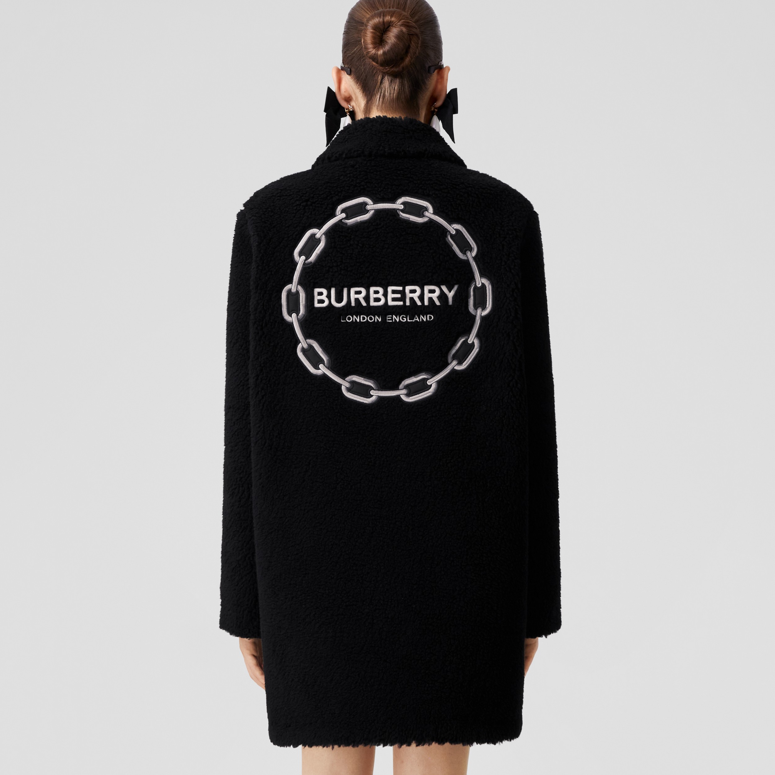 Jaqueta de malha texturizada com bordado de corrente (Preto) - Mulheres | Burberry® oficial - 3