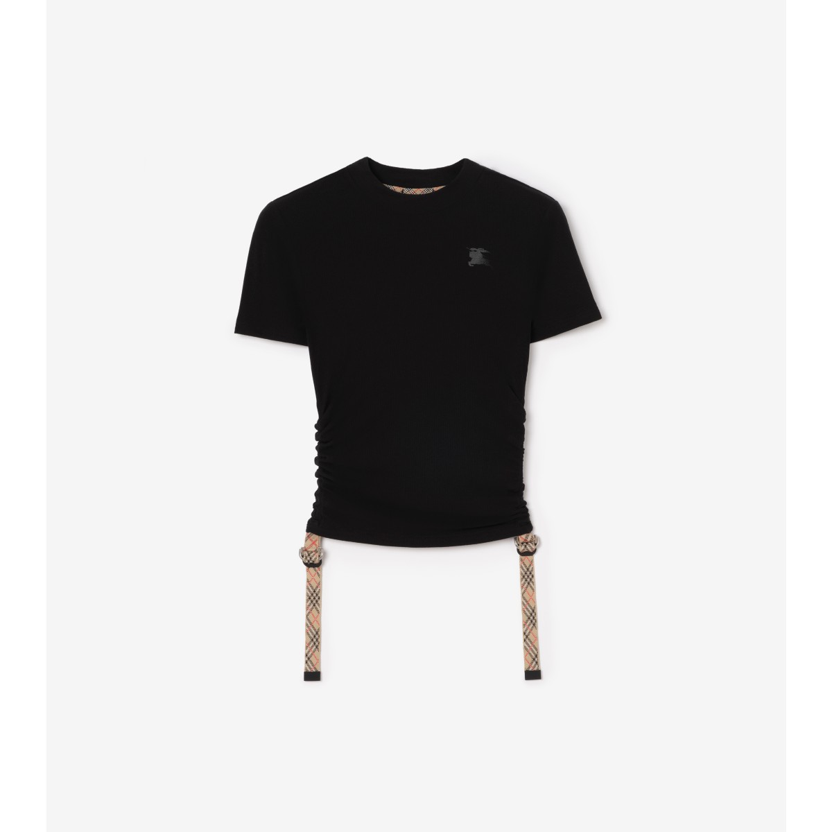  Check Trim Stretch Modal Cashmere T-shirt