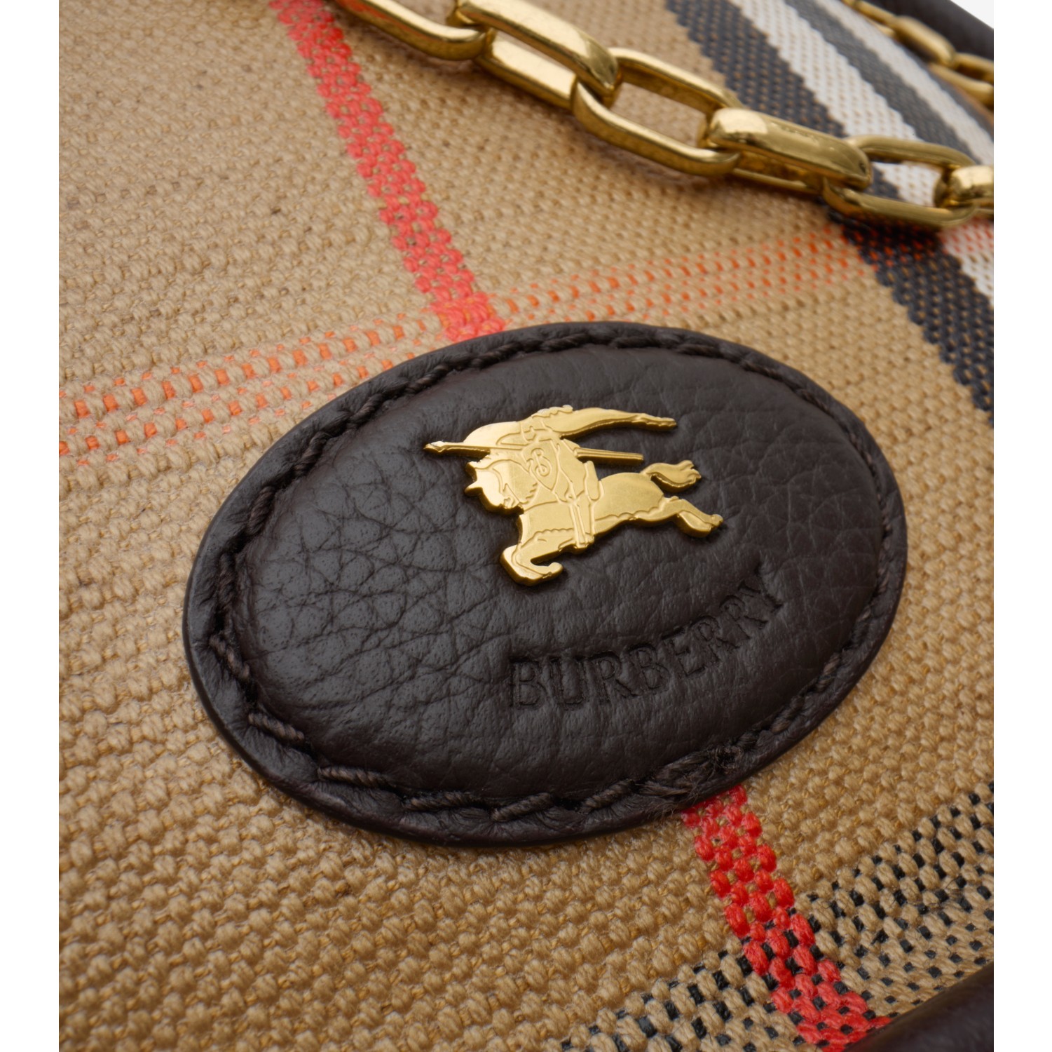 Mini Highlands Chain Bag in Sand beige - Women, Linen, Cotton | Burberry® Official