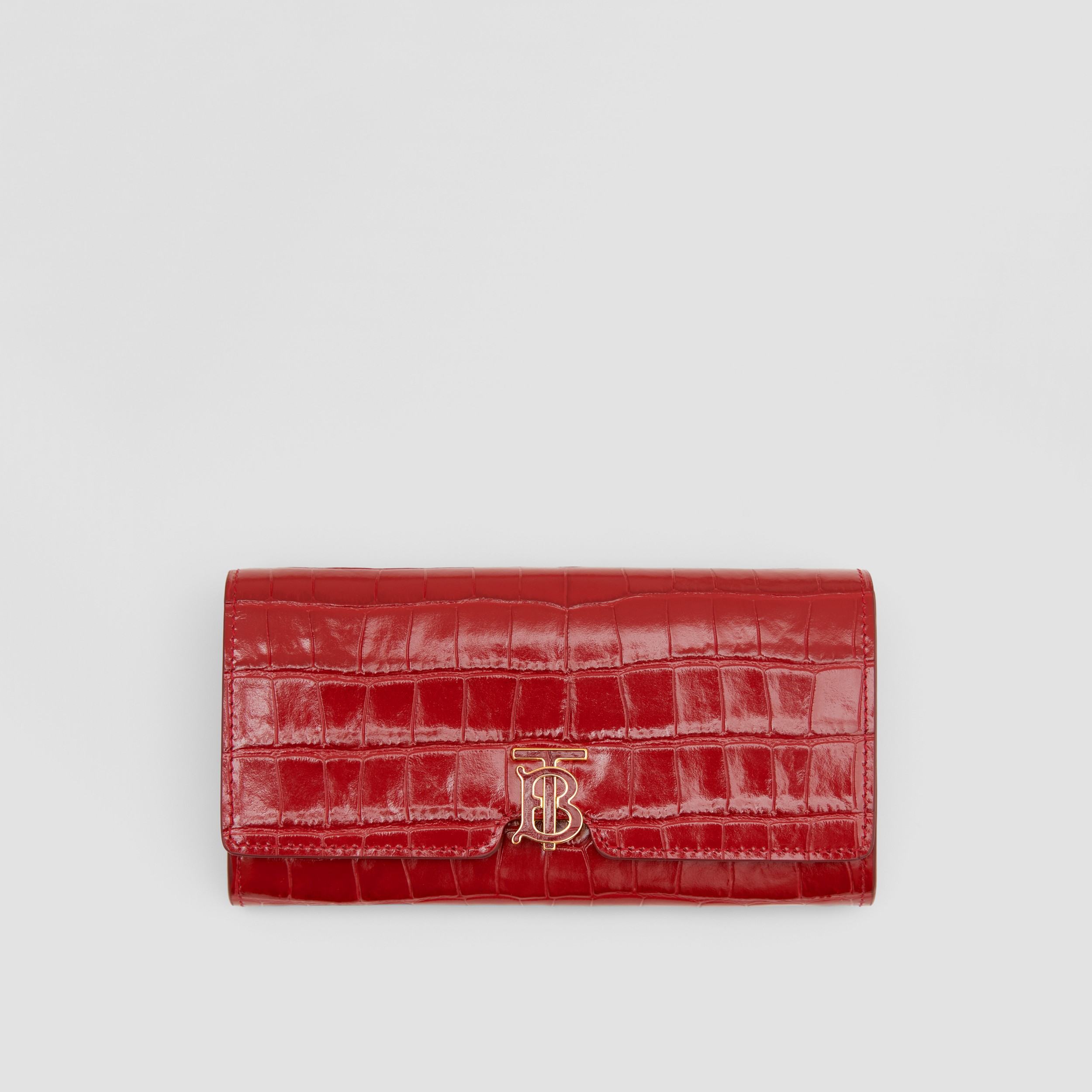Embossed Leather TB Continental Wallet in Dark Carmine - Women | Burberry® Official - 1
