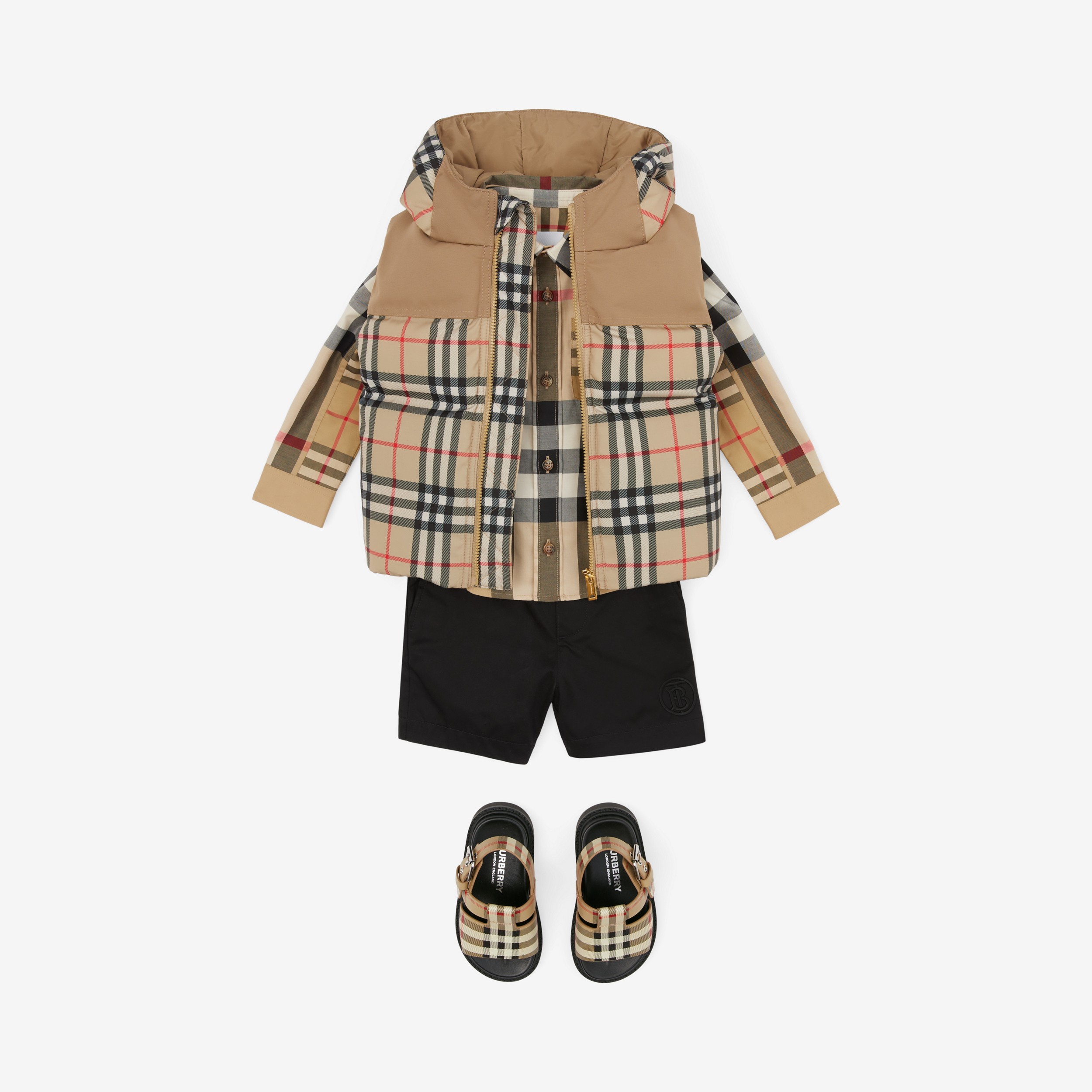 Vintage Check Hooded Puffer Gilet in Archive Beige - Children | Burberry® Official - 4