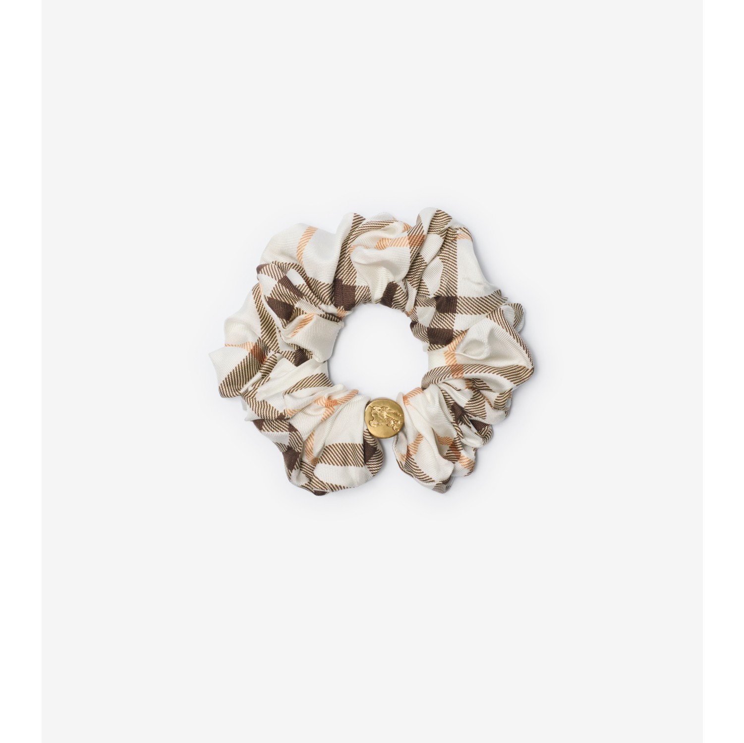 Check Silk Scrunchie in Pebble beige | Burberry® Official