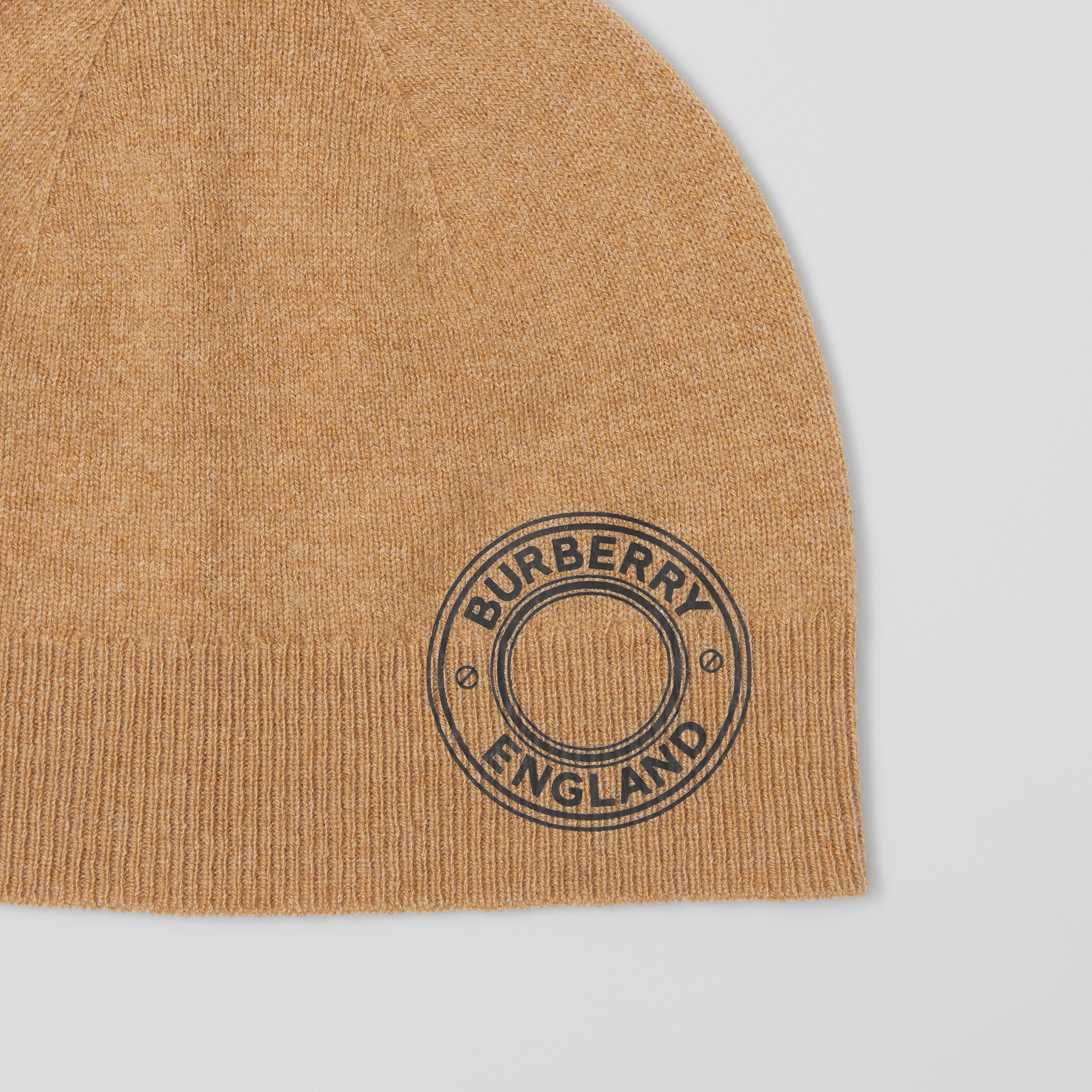 Logo Graphic Cashmere Blend Beanie in Camel | Burberry® Official - 2