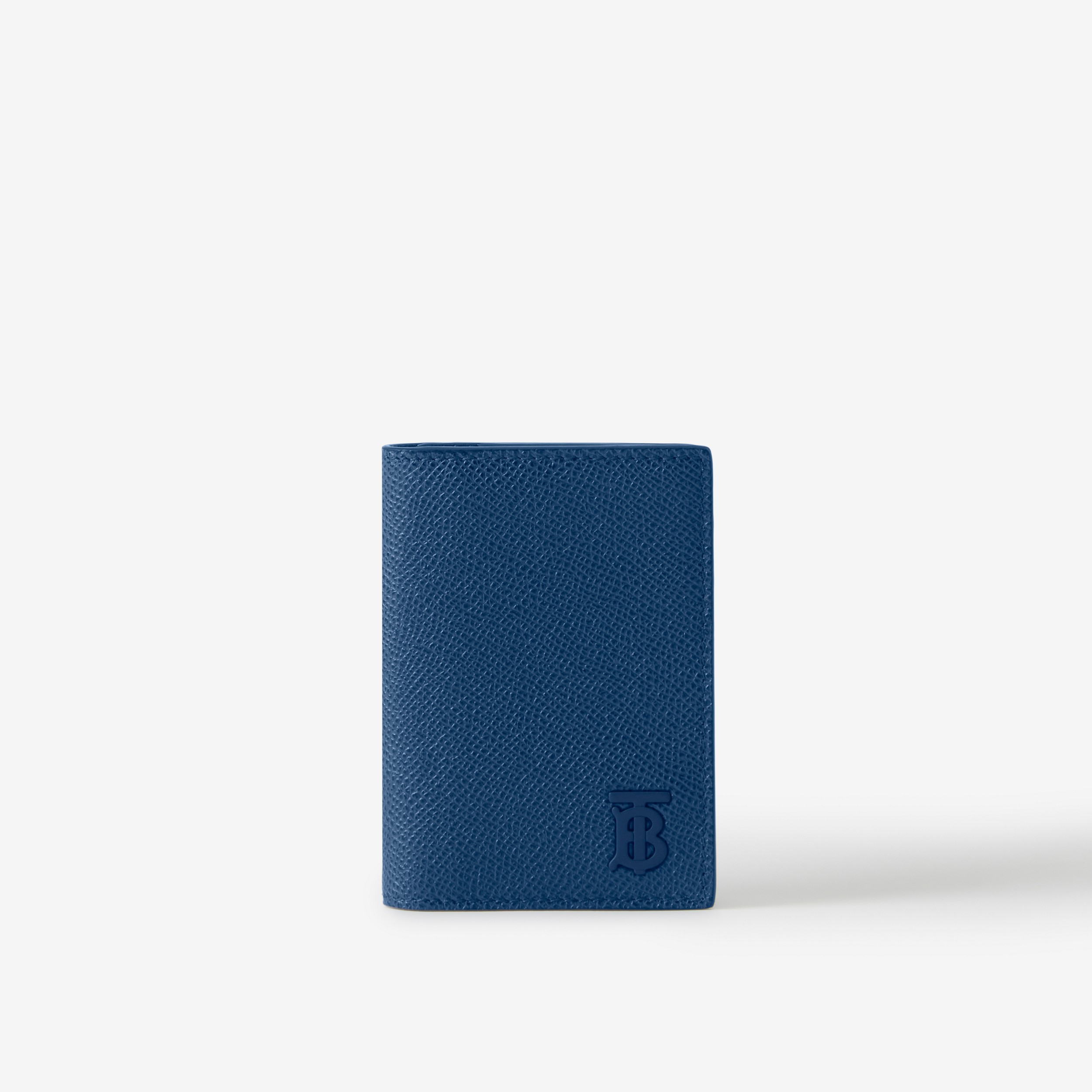 Porta-cartões TB dobrável de couro granulado (Azul Marinho Intenso) - Homens | Burberry® oficial - 1