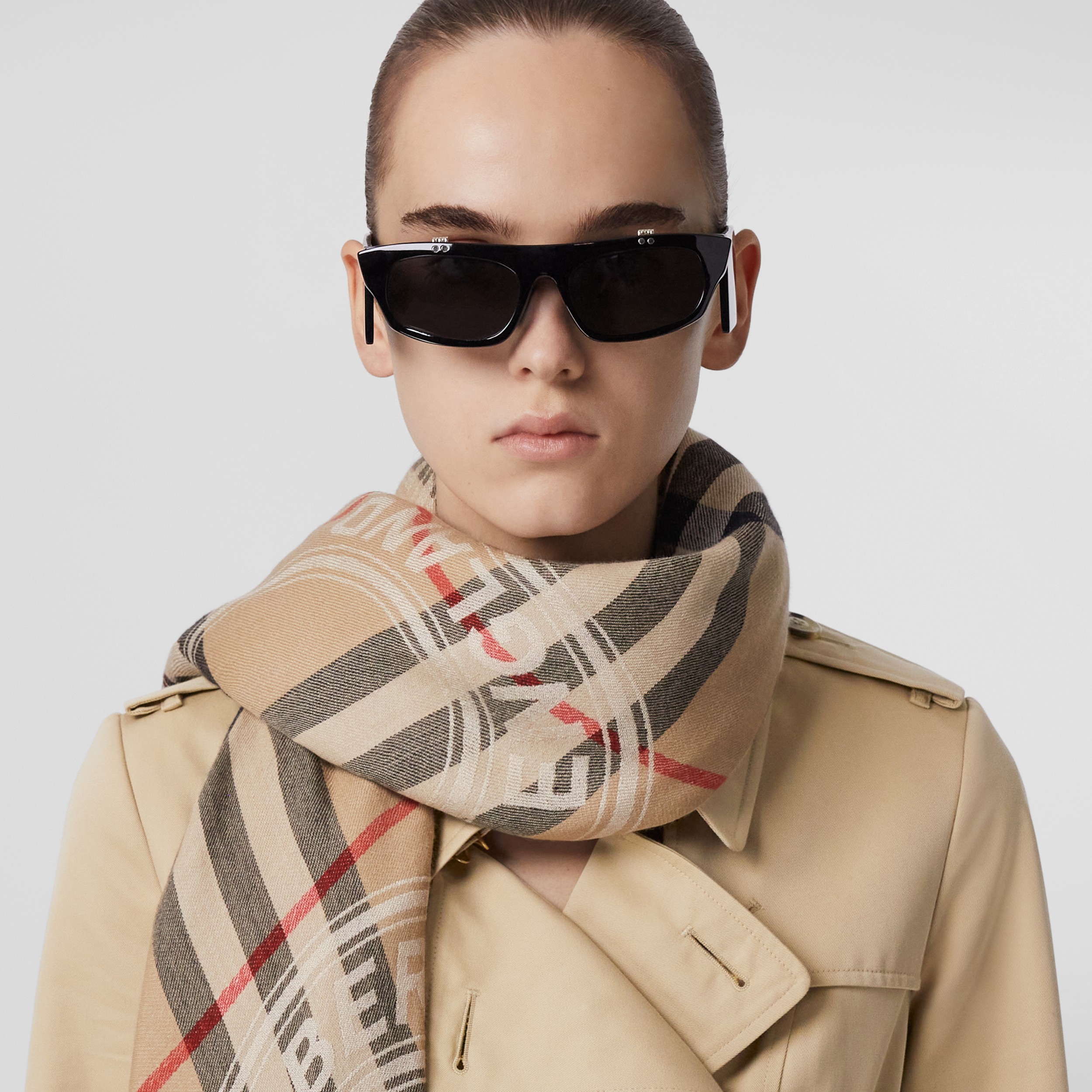 Montage Print Silk Cashmere Scarf in Archive Beige | Burberry® Official - 3