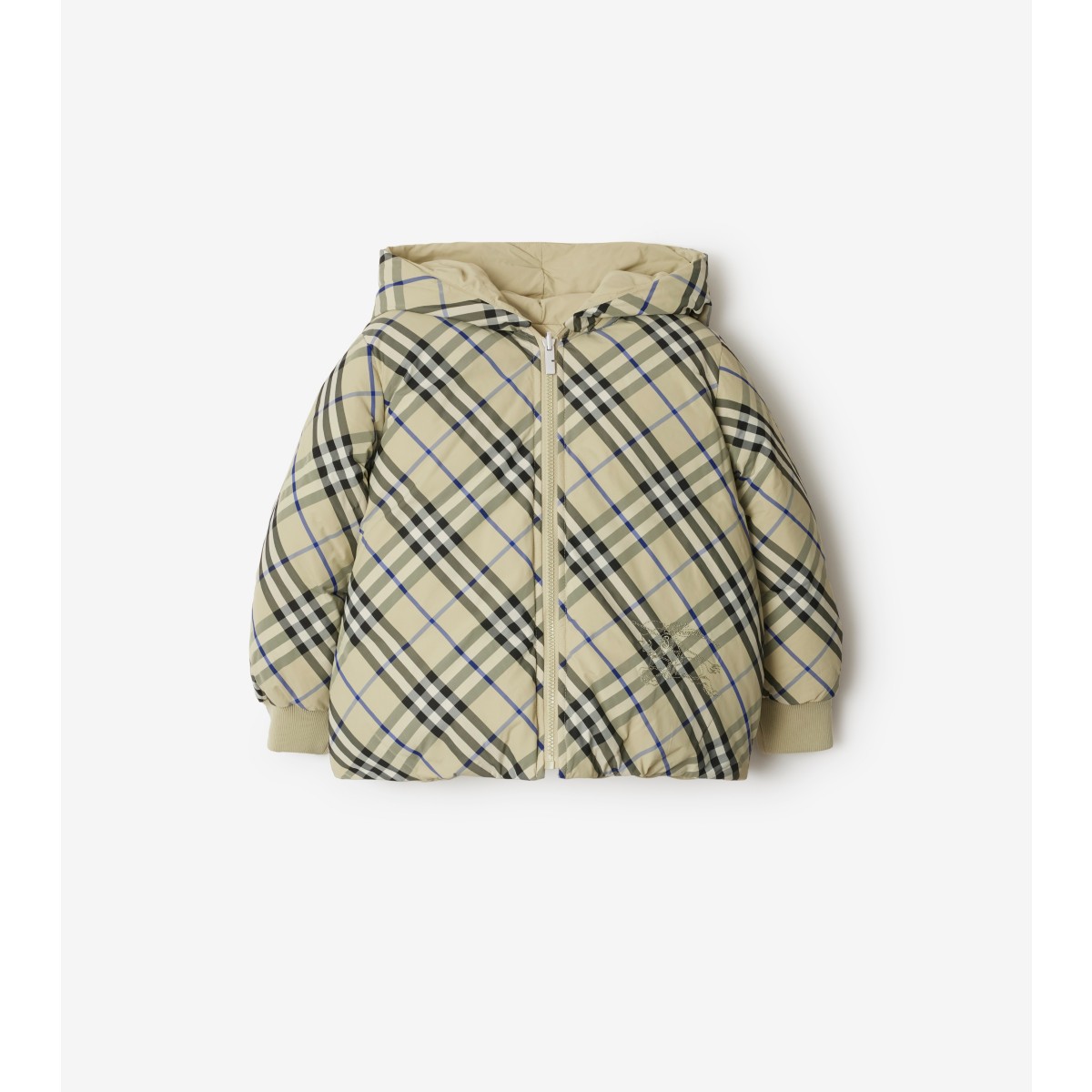 Shop Burberry Childrens Reversible Check Nylon Puffer Jacket In Lichen