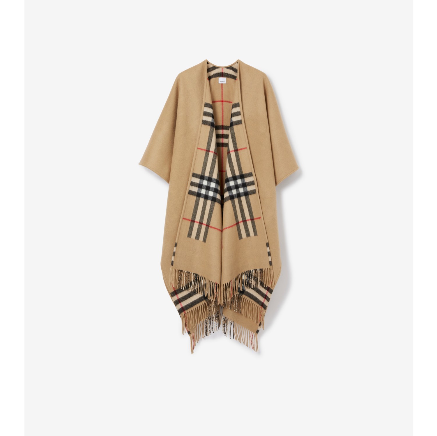 Check Wool Cashmere Scarf in Archive beige