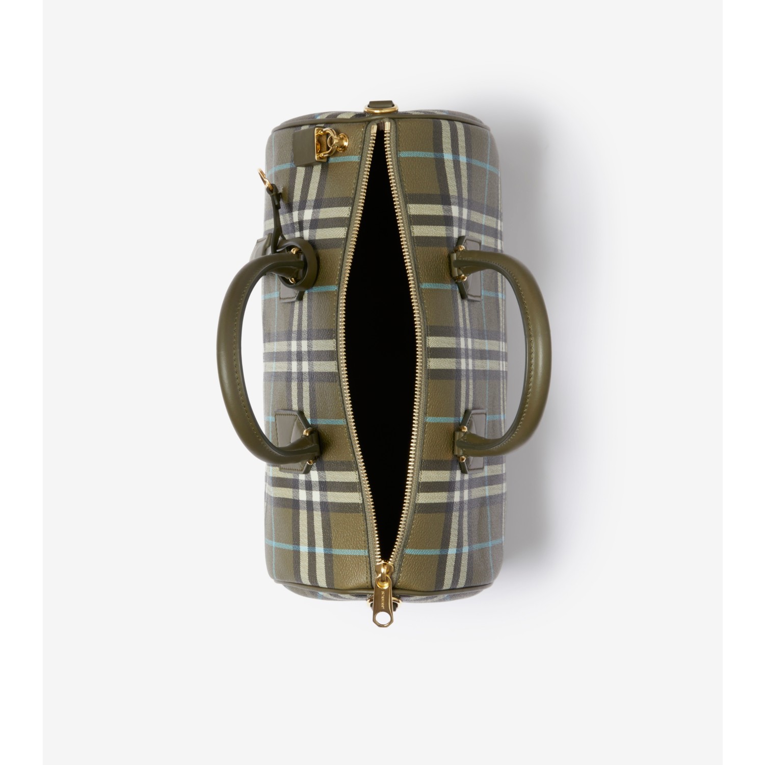 BURBERRY: Bowling bag in check coated cotton - Olive