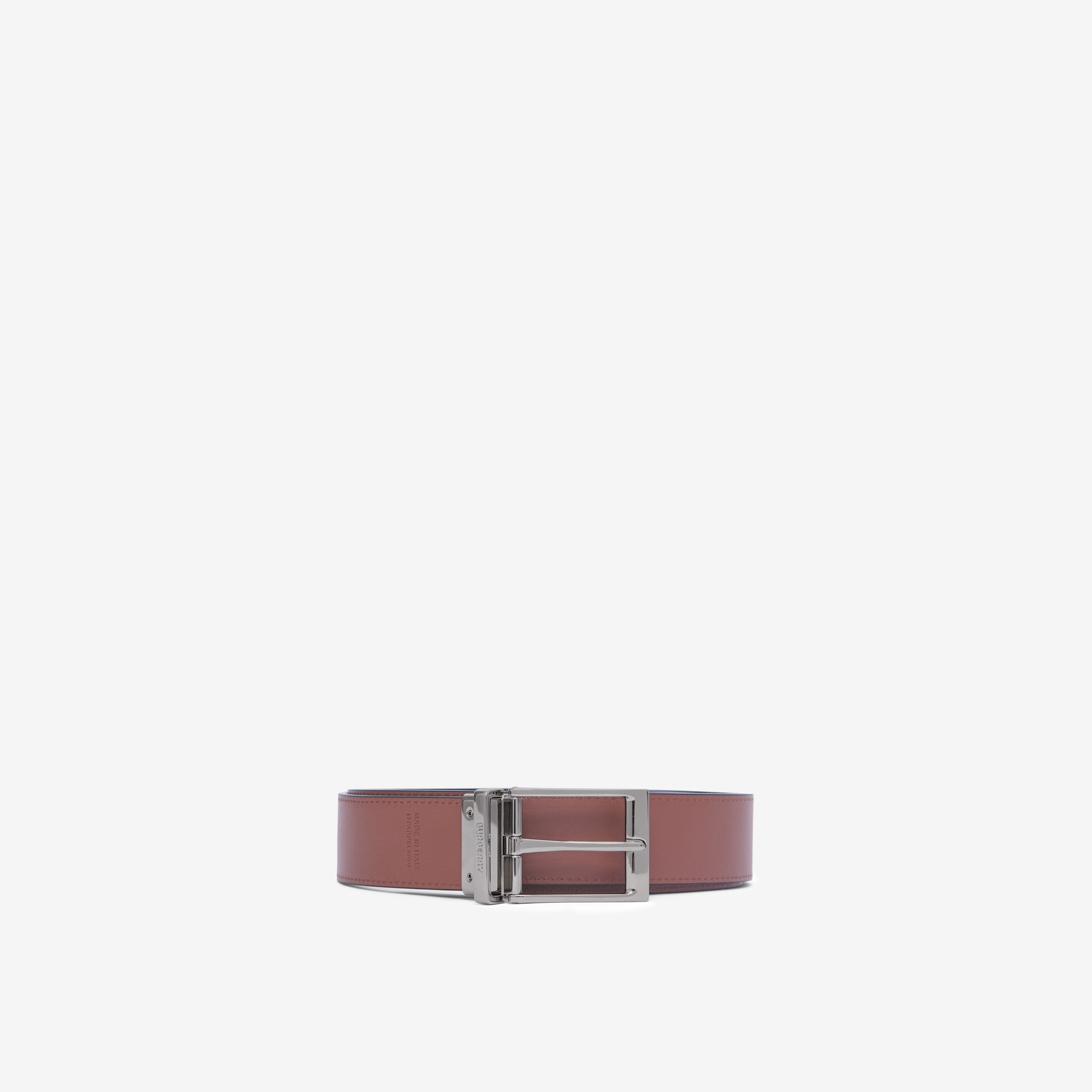 Reversible Embossed Check Leather Belt in Black/tan - Men | Burberry® Official - 3