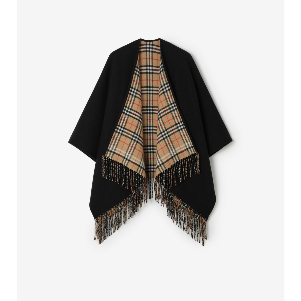  Check Reversible Wool Cape