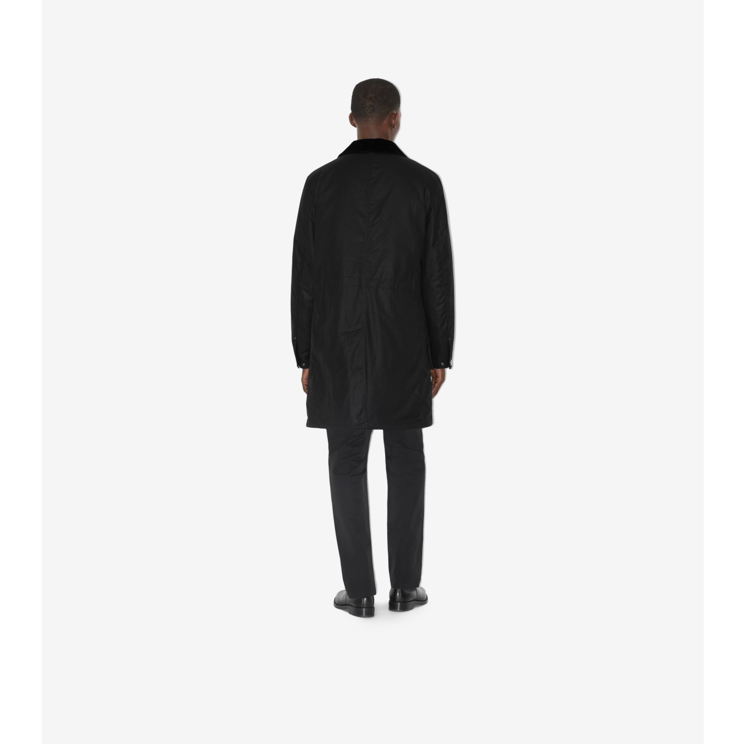 EKD Motif Waxed Cotton Car Coat in Black - Men | Burberry® Official