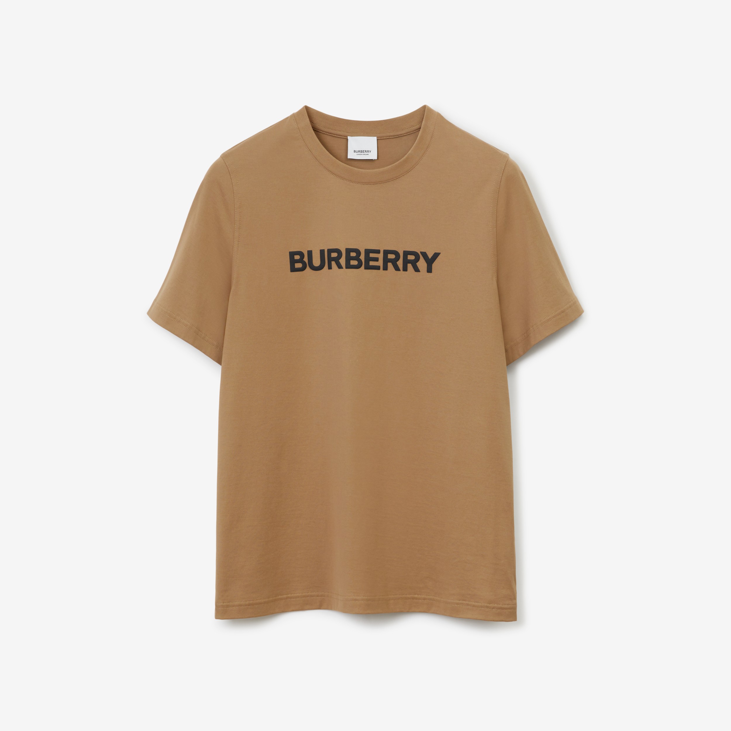 Logo Print Cotton T-shirt in Camel - Women | Burberry® Official