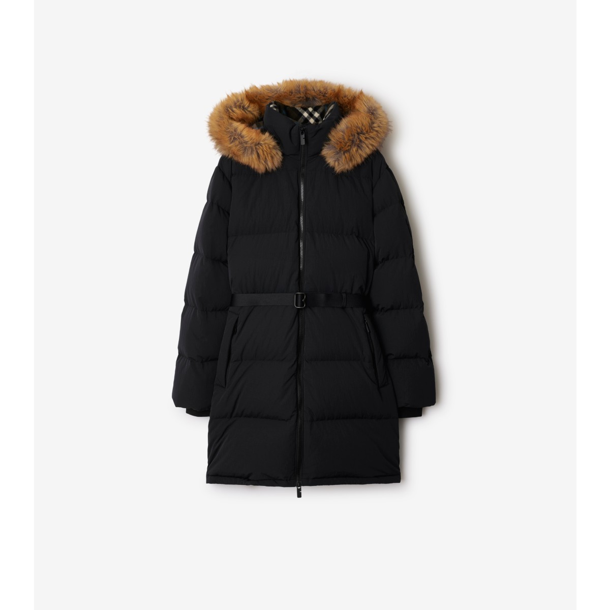 Shop Burberry Nylon Puffer Coat In Black/snug