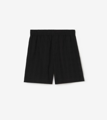 Check Cotton Voile Shorts in Black - Men | Burberry® Official