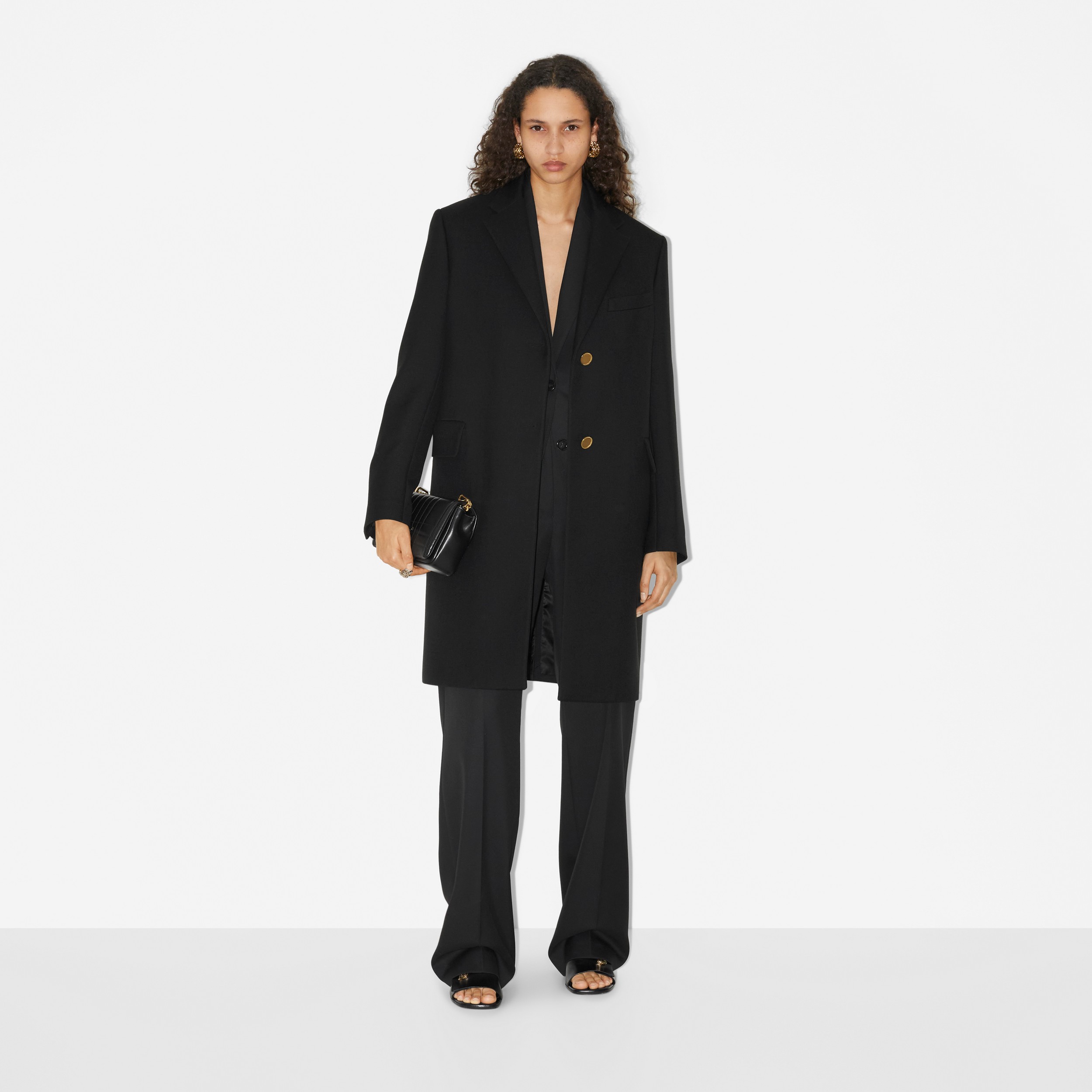 Technical Wool Tailored Coat in Black - Women | Burberry® Official - 2