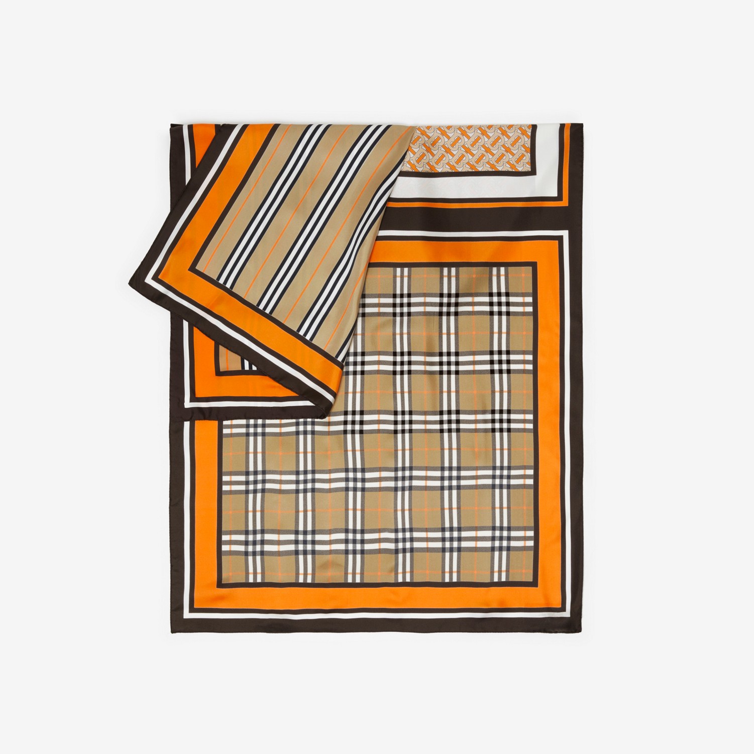 Echarpe de seda com estampa de monograma (Laranja Intenso) | Burberry® oficial