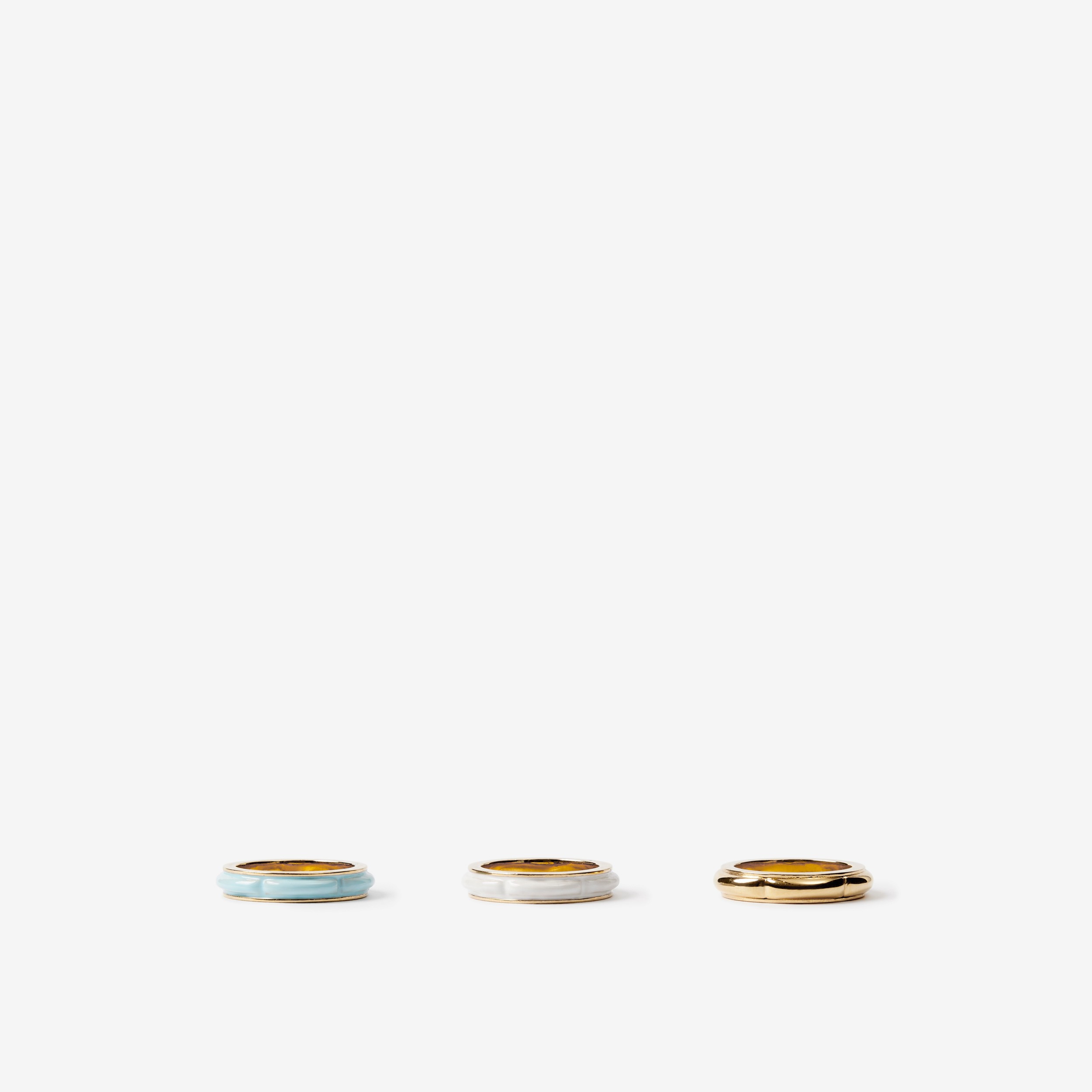 Vergoldete Ringe „Lola“ mit Emaille-Beschichtung (Helles Goldfarben/karibikblau/weiß) - Damen | Burberry® - 2