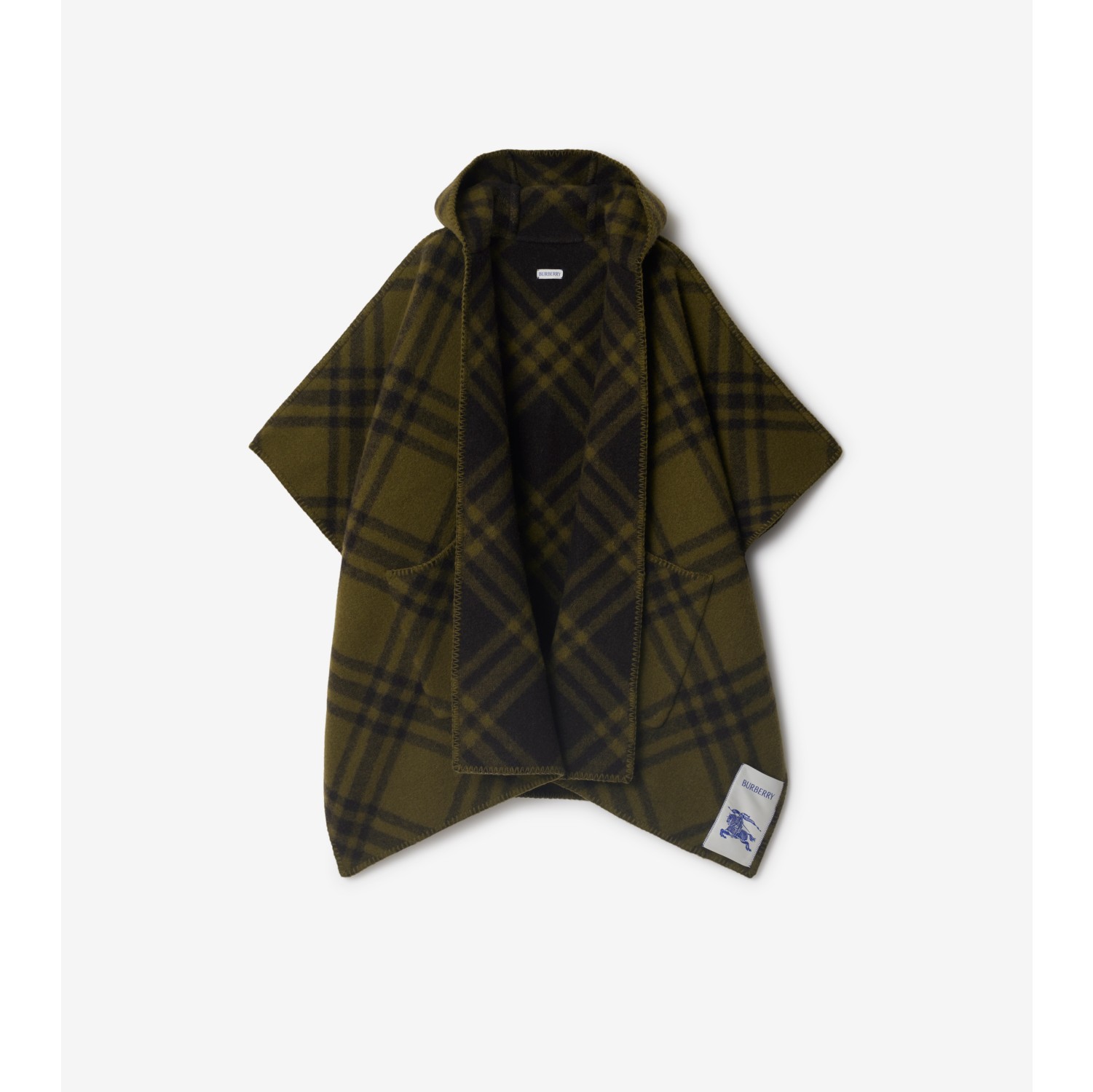 Reversible Check Wool Cape