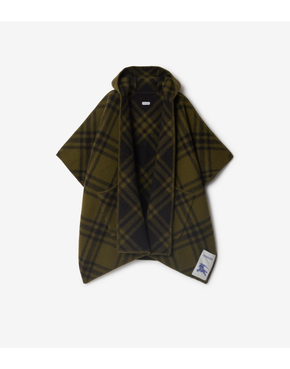 Reversible Check Wool Cape