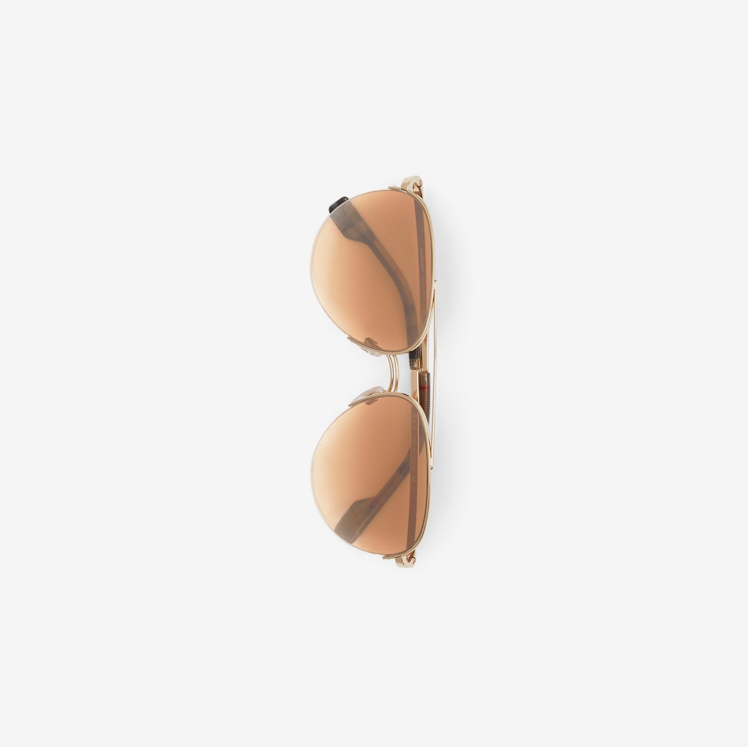 Óculos de sol com armação aviador e detalhe em Vintage Check (Marrom Claro) - Mulheres | Burberry® oficial
