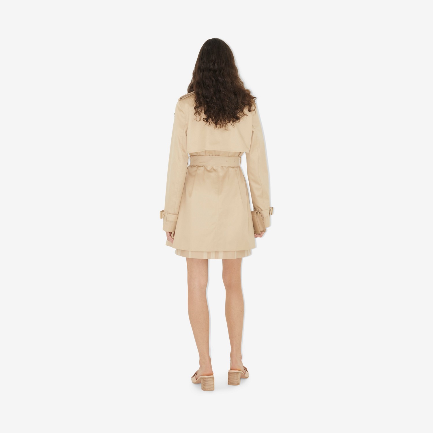 Trench coat en algodón de gabardina con paneles Check (Rosa Beige Suave) - Mujer | Burberry® oficial