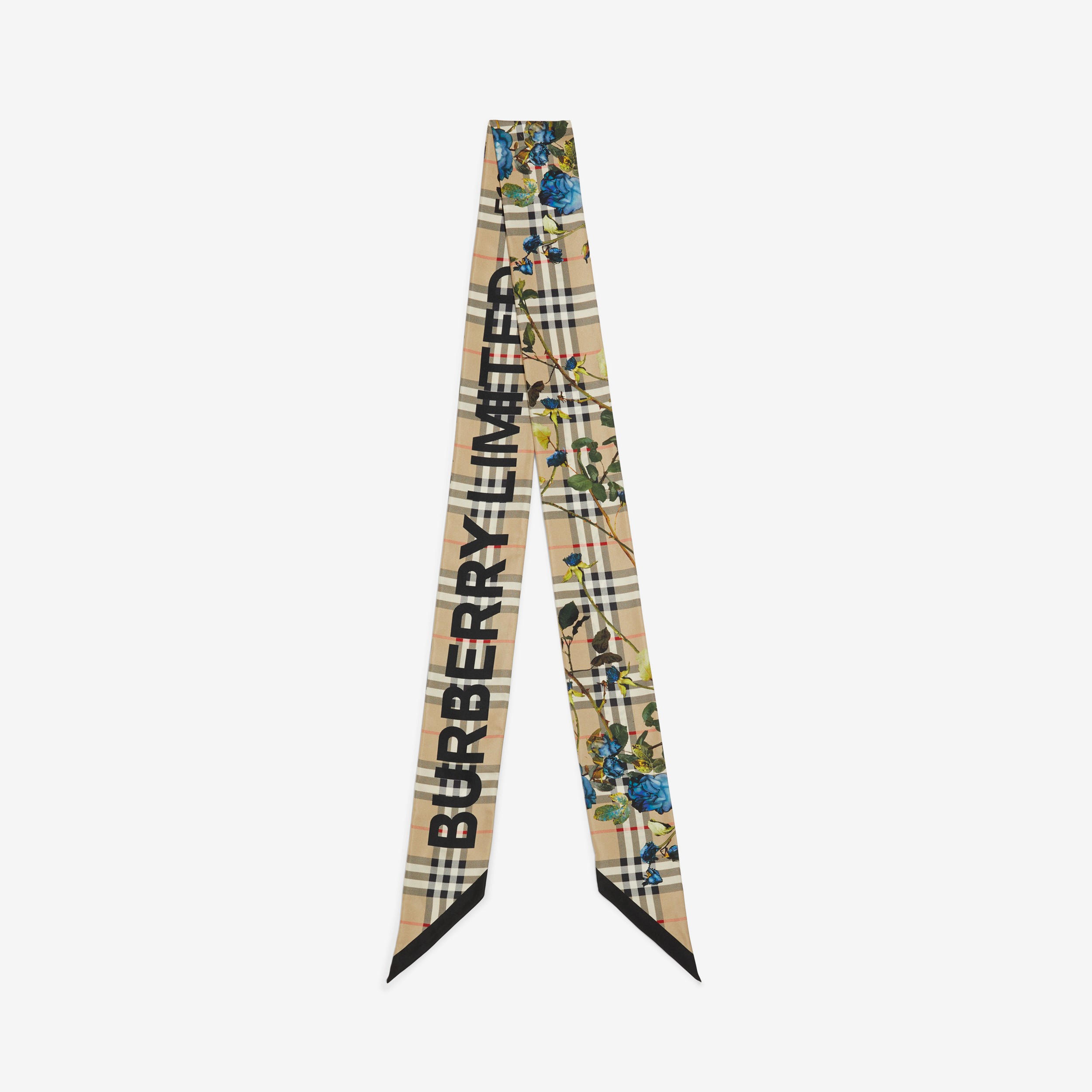 Montage Print Silk Skinny Scarf in Archive Beige - Women | Burberry® Official - 1