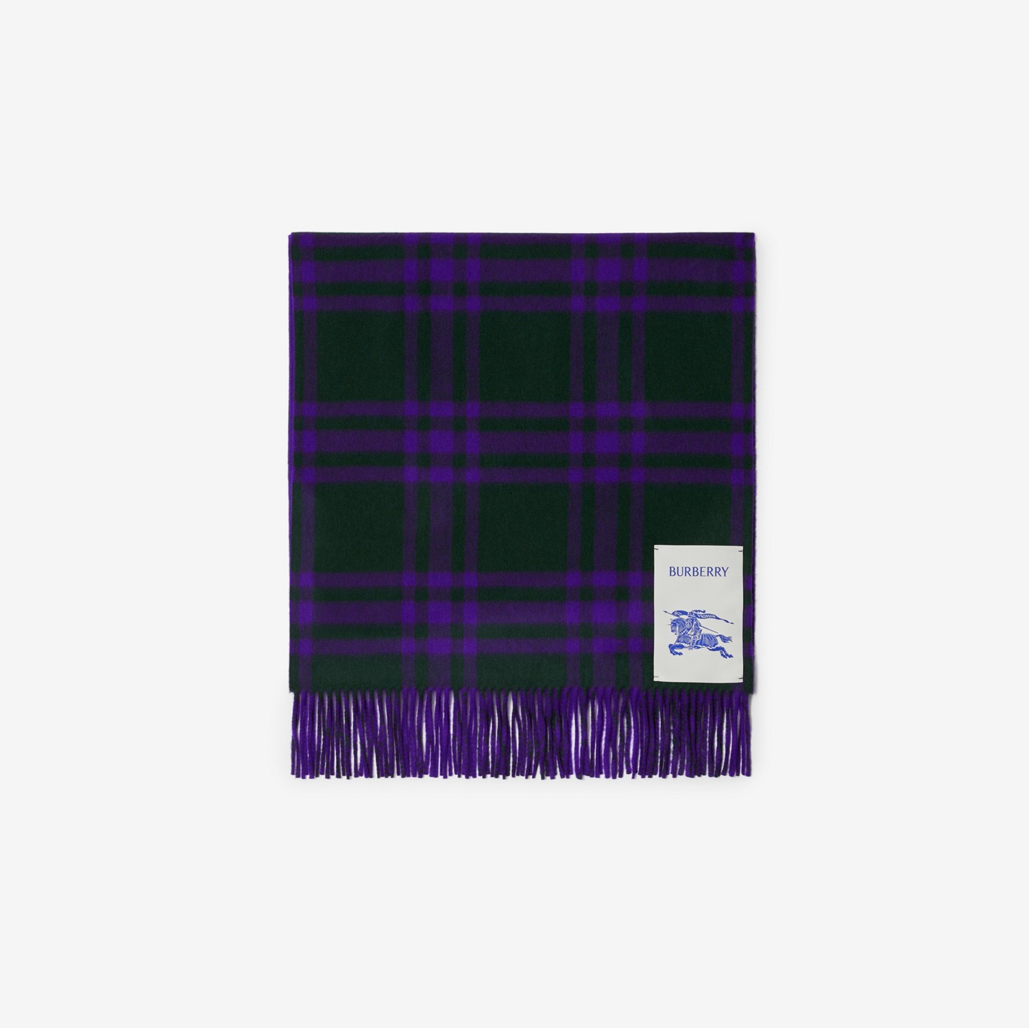 双面两用格纹羊绒围巾 (皇室紫) | Burberry® 博柏利官网
