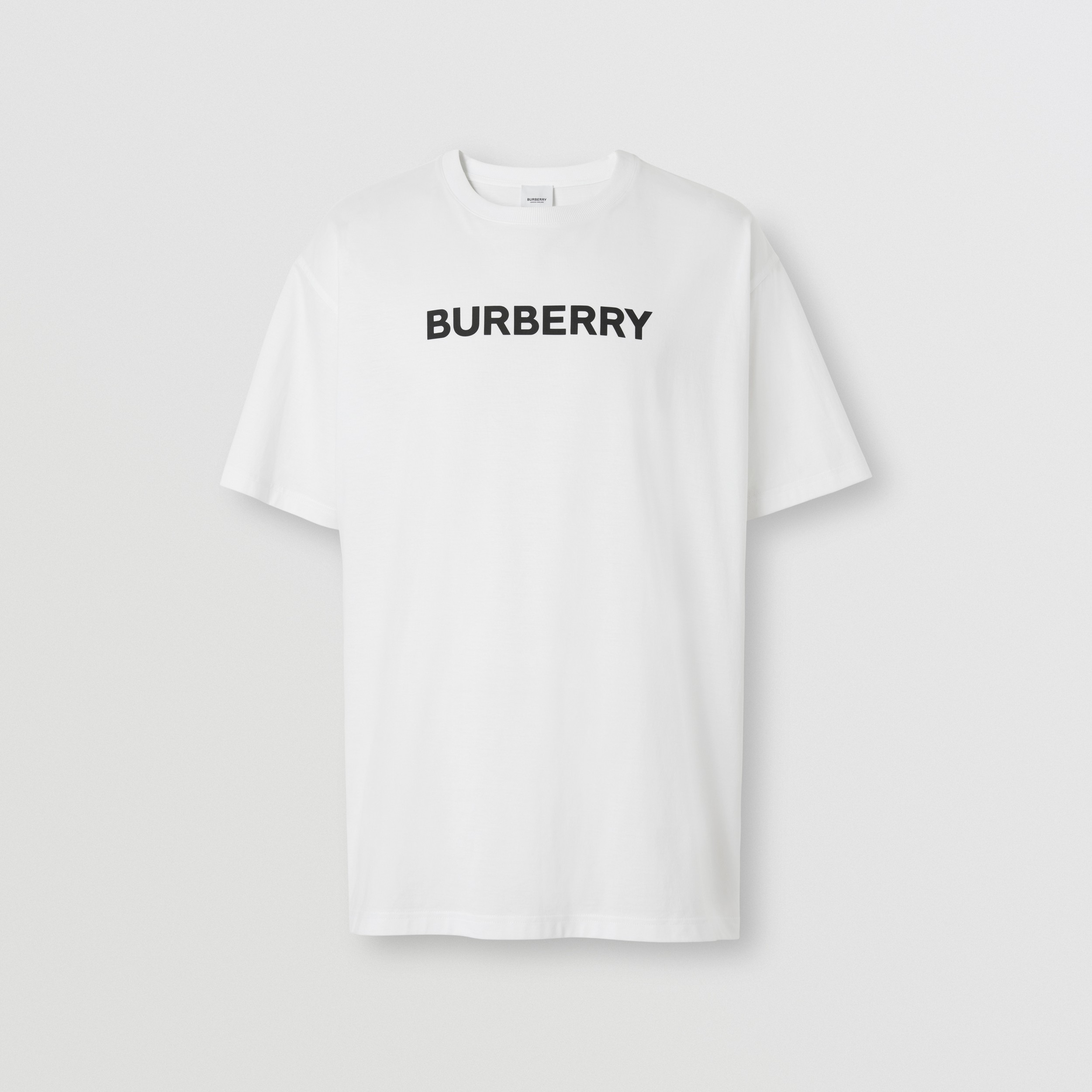 Logo Print Cotton Oversized T-shirt in White - Men | Burberry® Official - 4