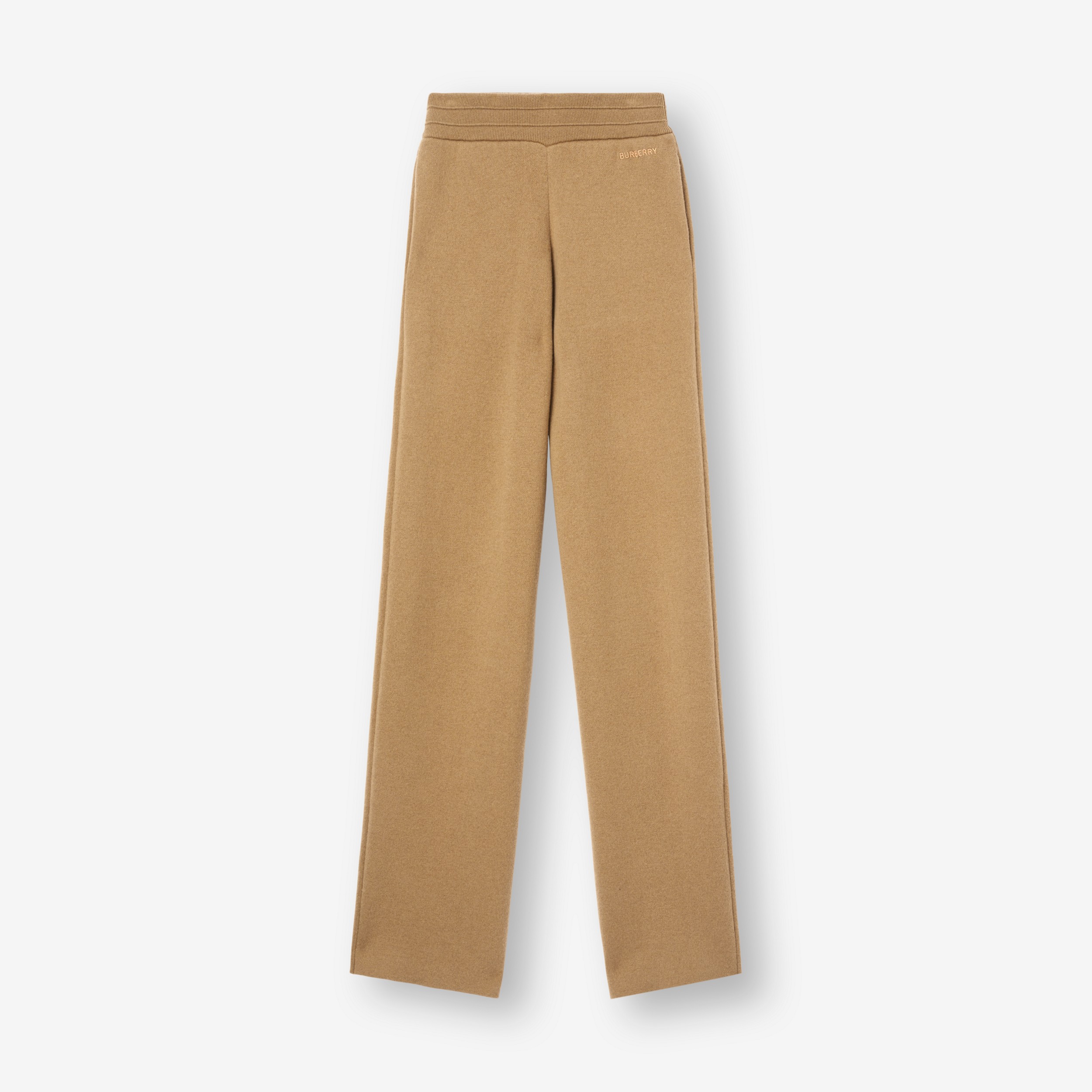 Embroidered Logo Cashmere Blend Jogging Pants in Camel - Women | Burberry® Official - 1