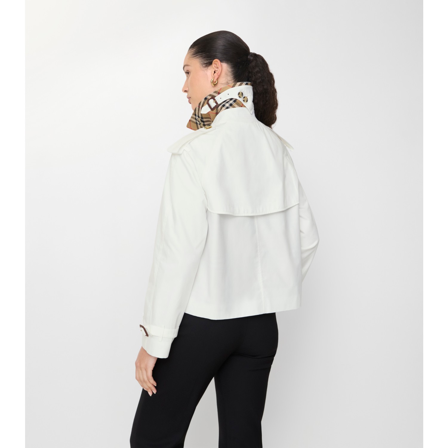 Cropped Tropical Gabardine Trench Jacket in Cotton white - Women, Cotton | Burberry® Official