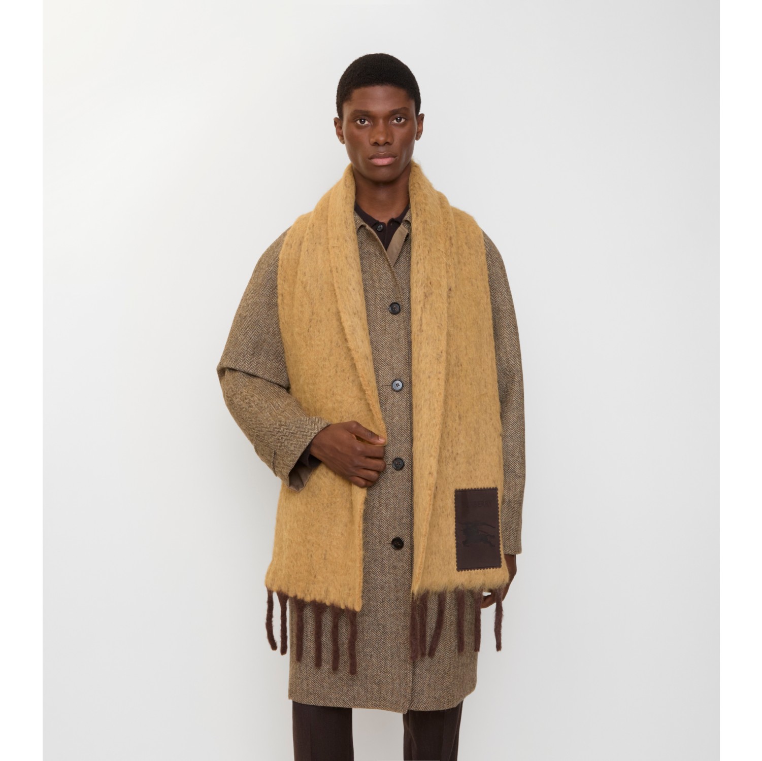 Alpaca Wool Blend Scarf in Deer brown | Burberry® Official