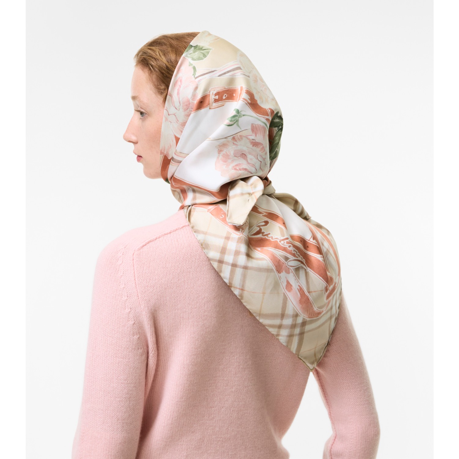 Rose Check Silk Scarf in Honey beige | Burberry® Official