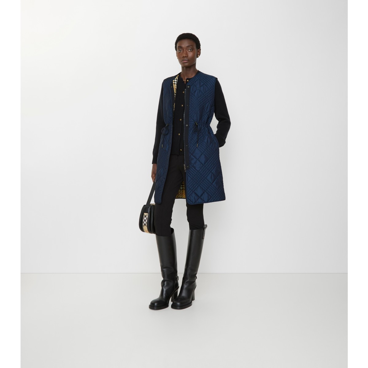  Check Micro -stitch Nylon Blend Gilet