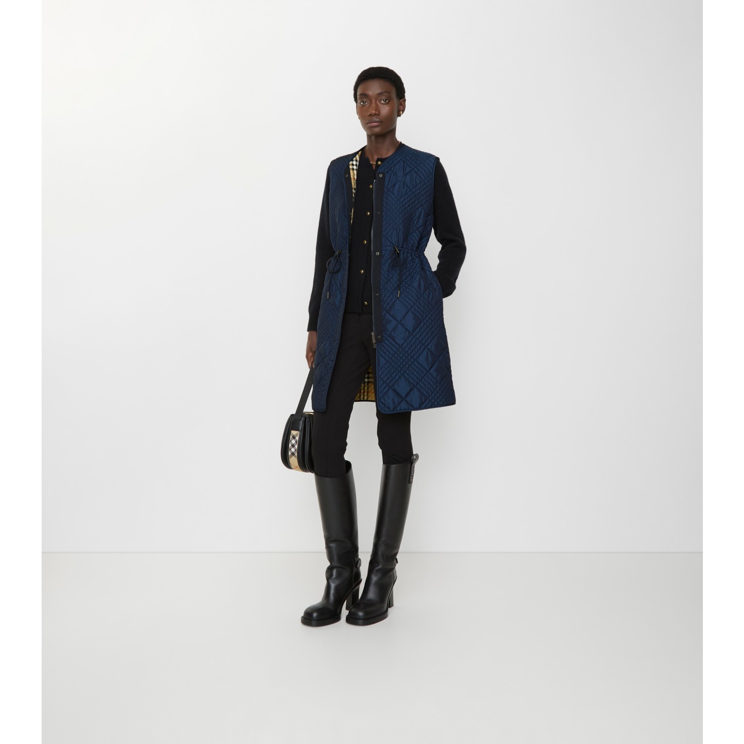 Veste sans manches en nylon mélangé Micro Check-Stitch