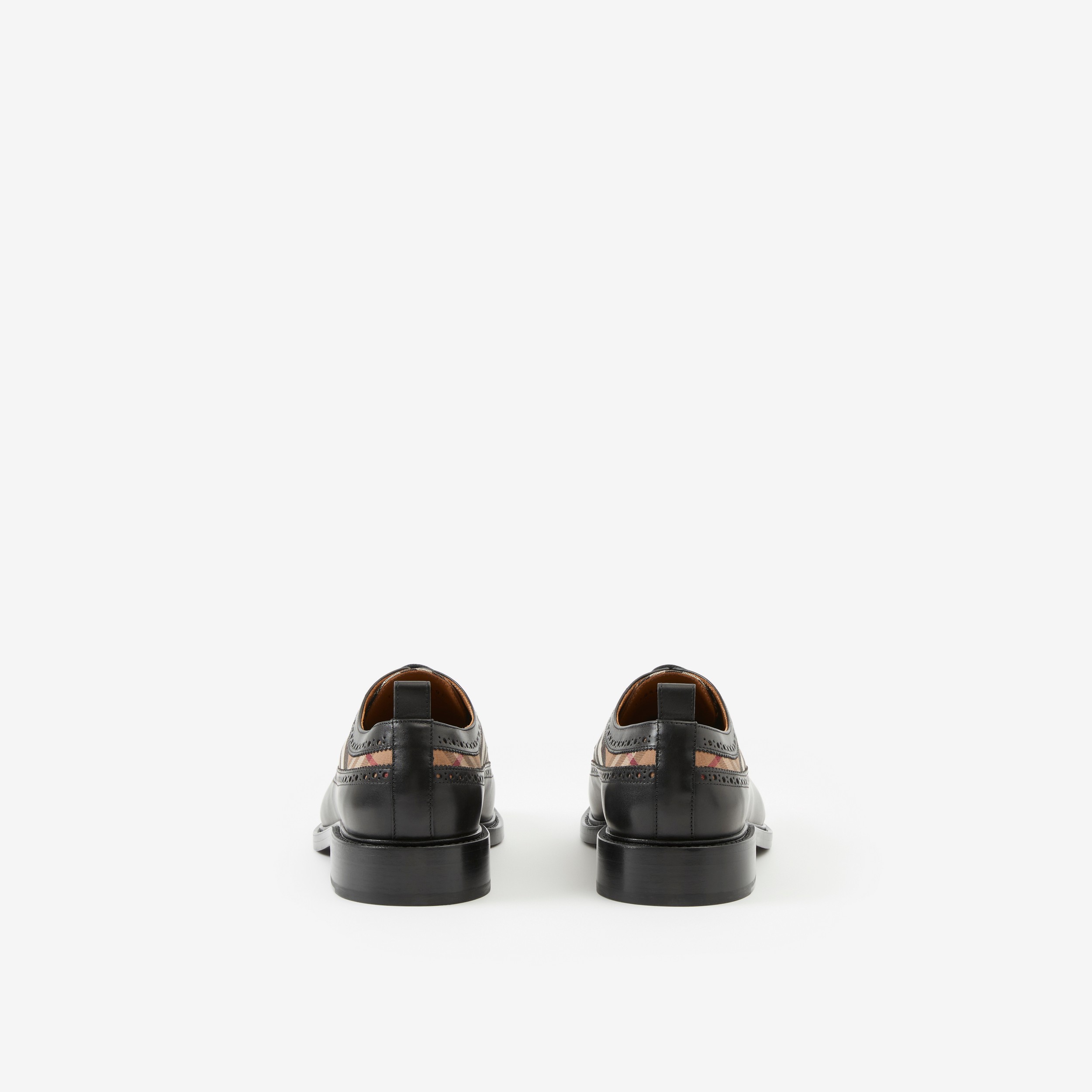 Vintage 格纹裁片皮革德比鞋 (黑色 / 桦木棕色) | Burberry® 博柏利官网 - 3