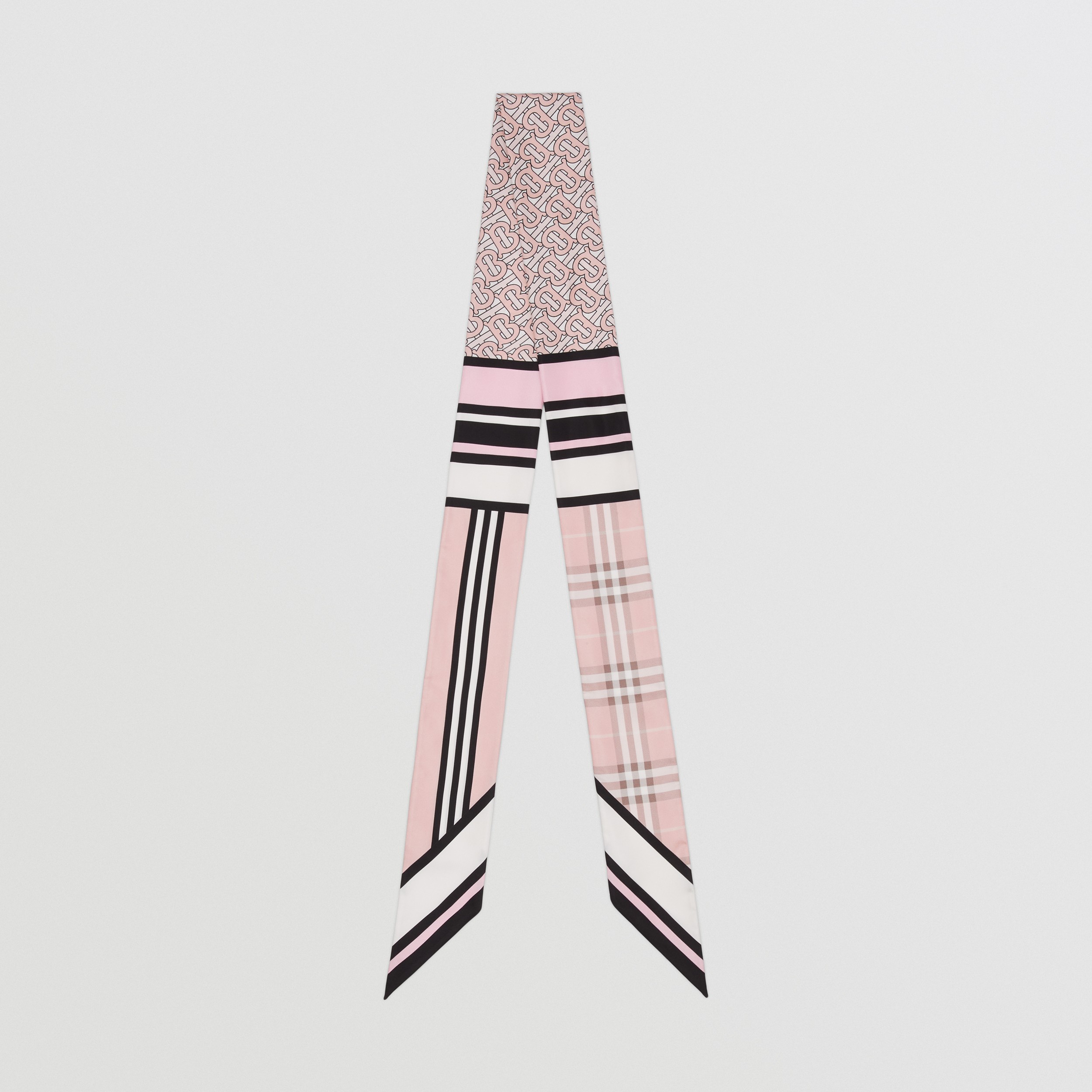 Sciarpa sottile in seta con stampa collage (Rosa Fard) | Sito ufficiale Burberry® - 1