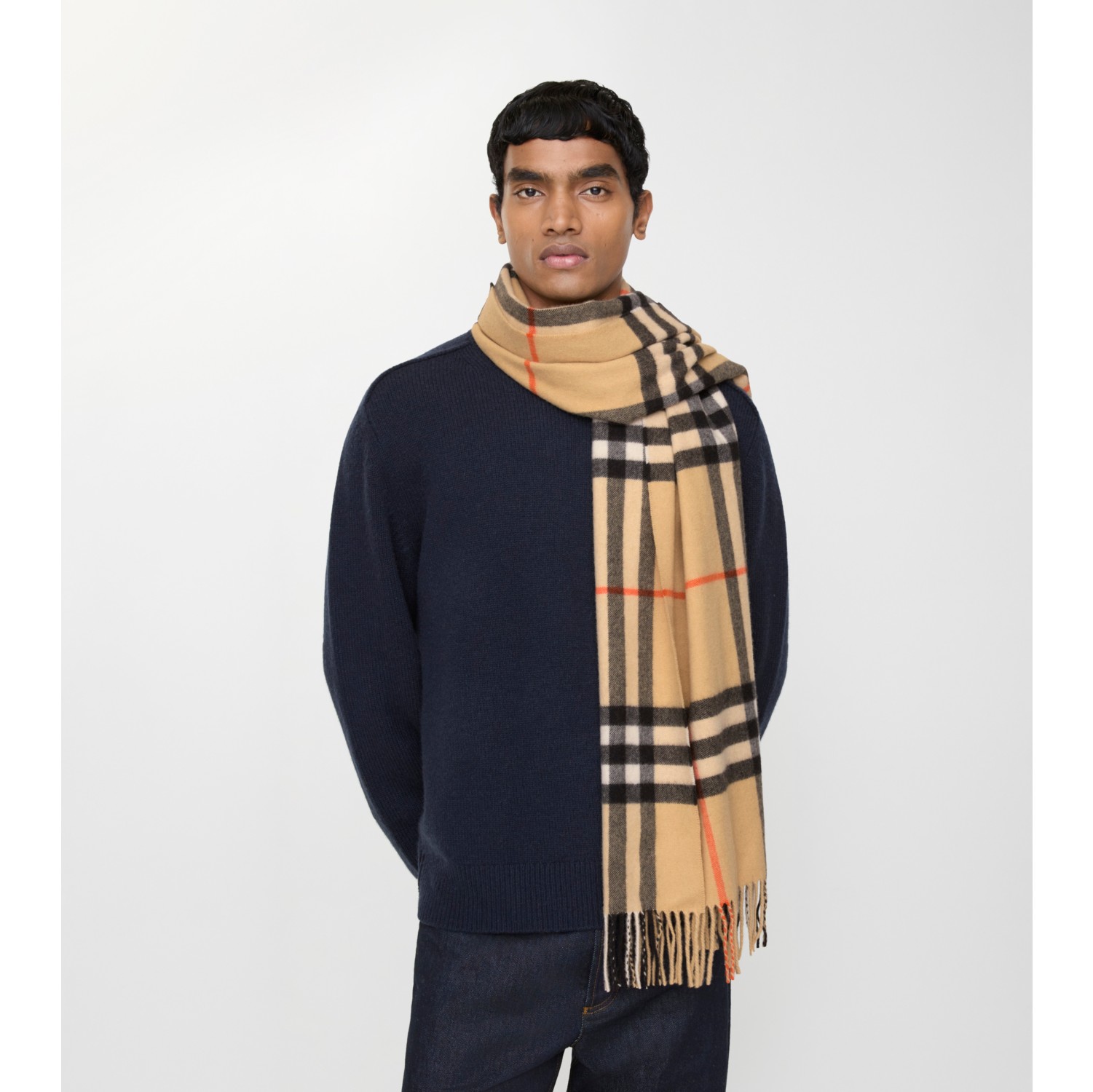 ワイド チェック カシミアスカーフ (サンドベージュ) | Burberry®公式