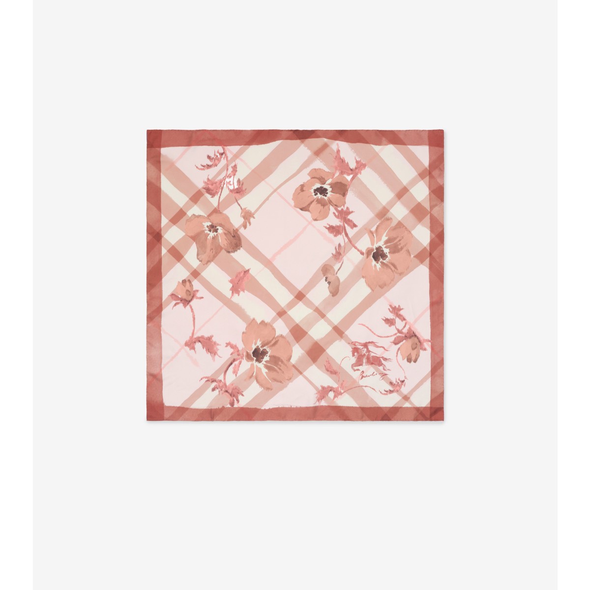  Check Watercolour Silk Scarf