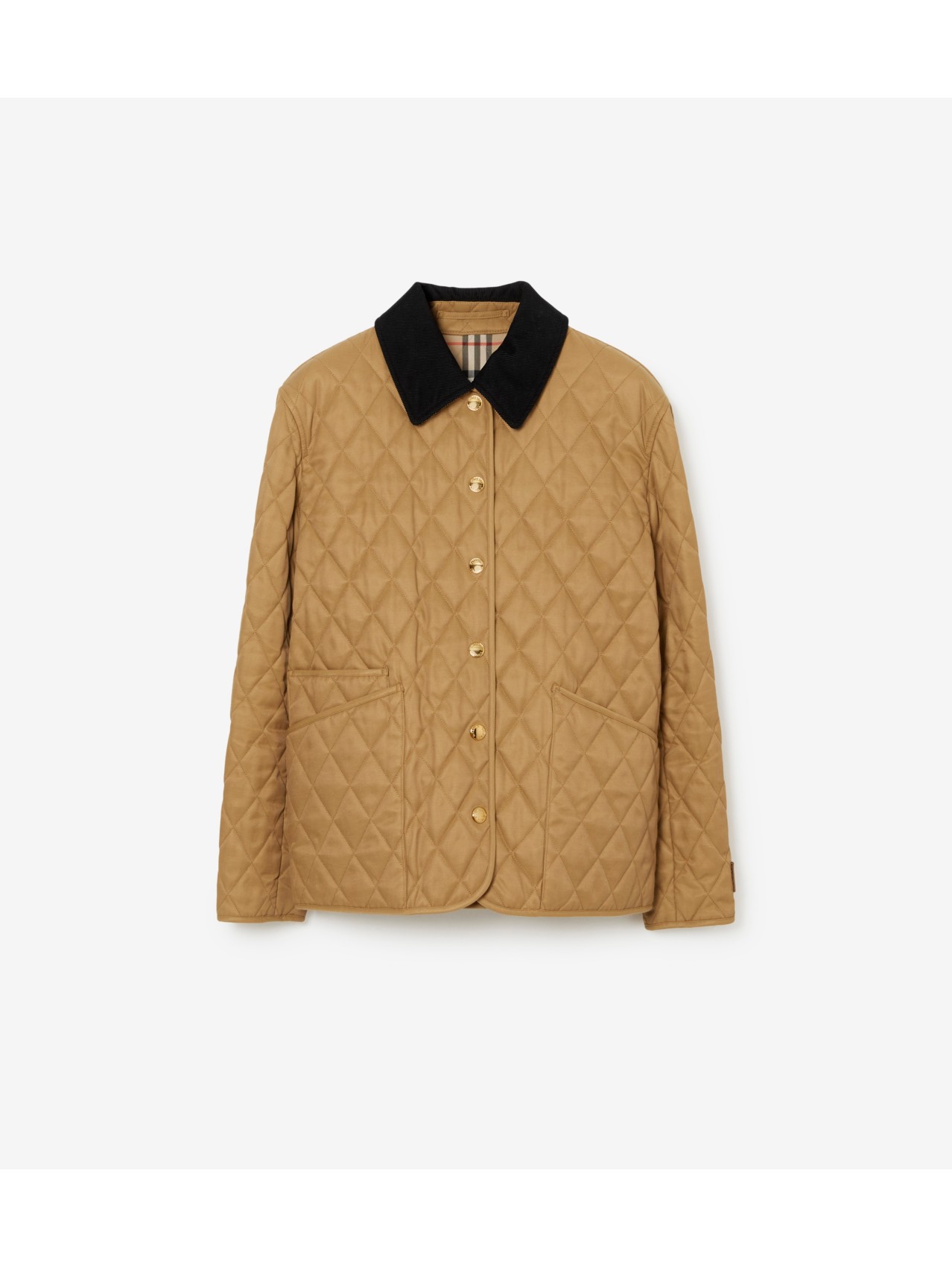 Quilted Barn Jacket in Camel Women Nylon Burberry Official