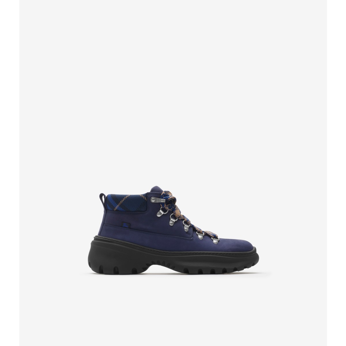 Burberry Navy Nubuck Scoot Hike Boots In Blue