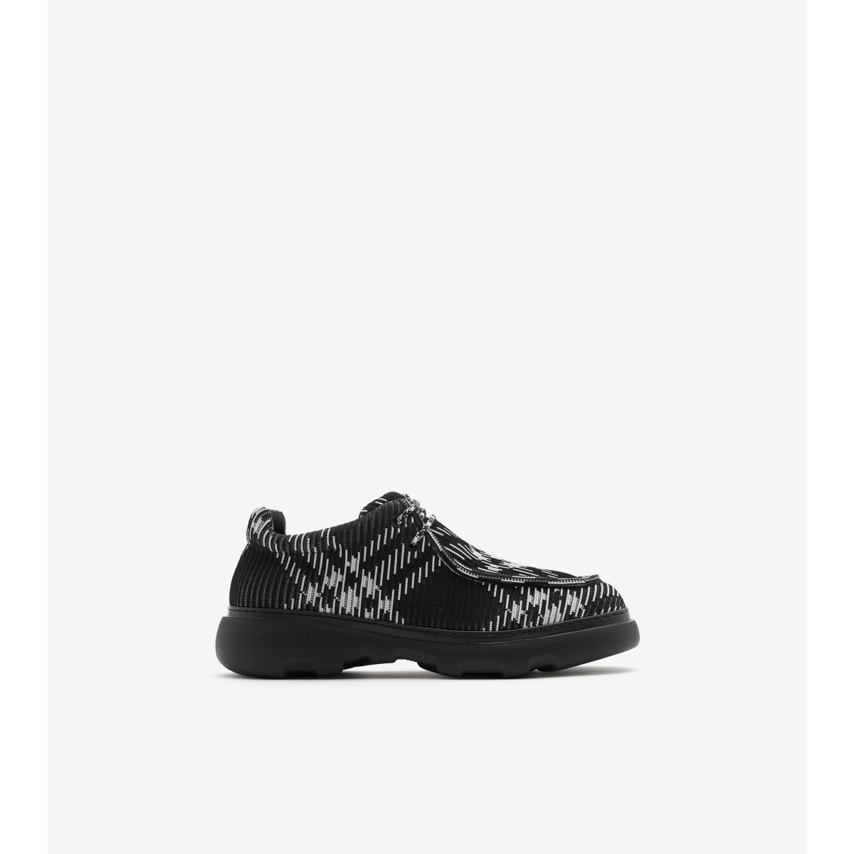 Shop Burberry Check Woven Creeper Shoes In Black