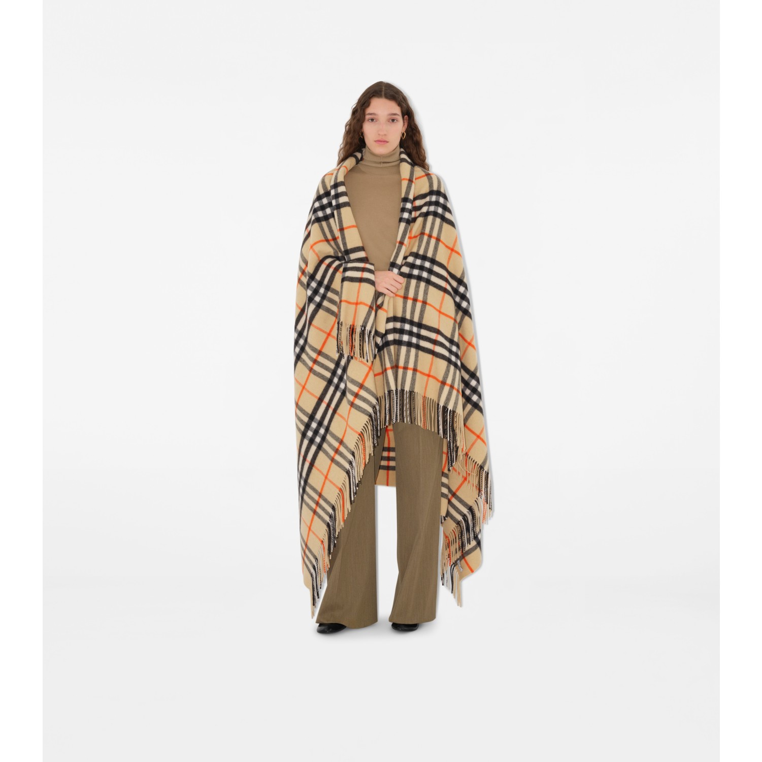 Check Cashmere Blanket in Sand Burberry Official