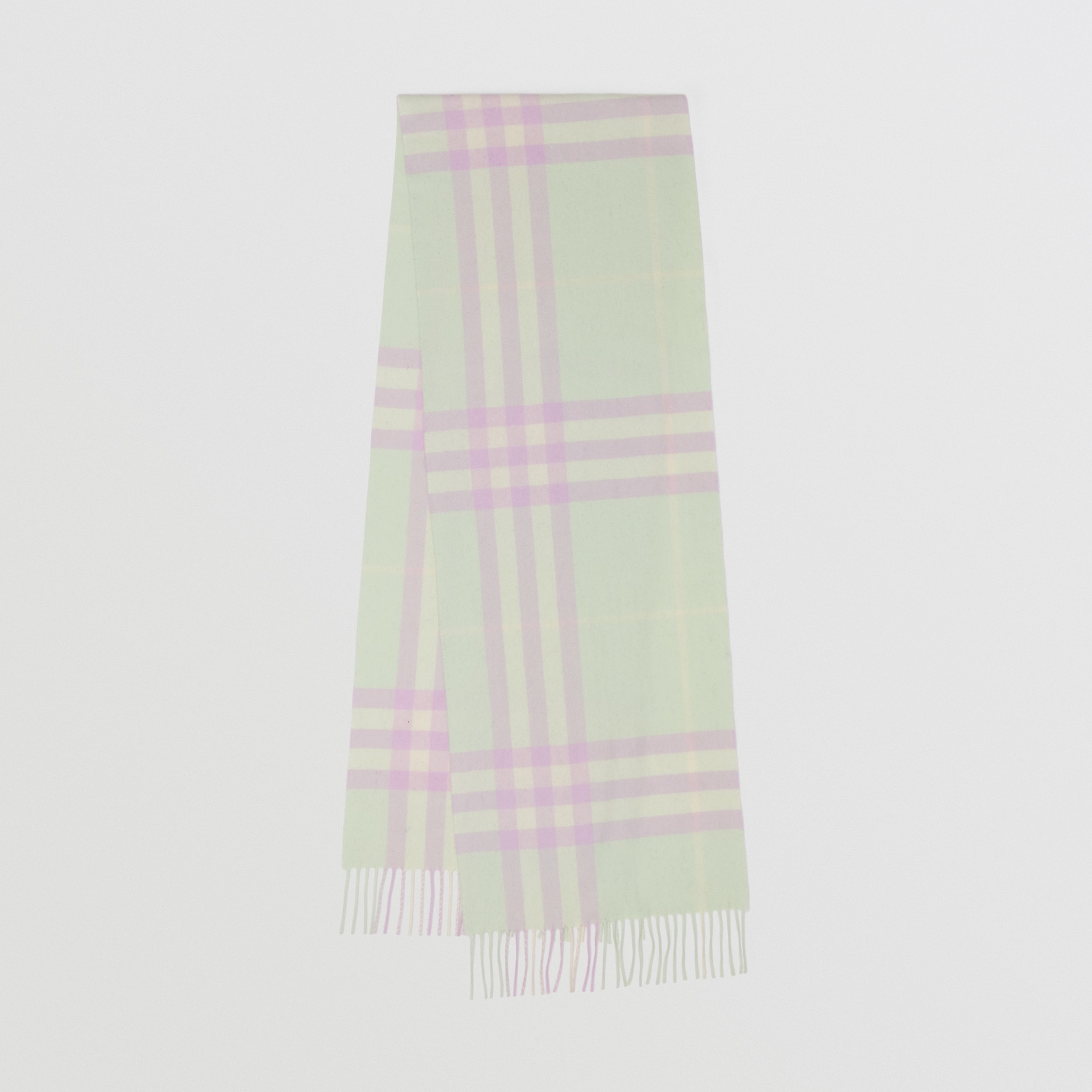 The Classic Check Cashmere Scarf in Soft Pistachio | Burberry® Official - 1