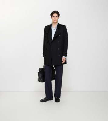 Short Kensington Heritage Trench Coat in Black - Men, Cotton