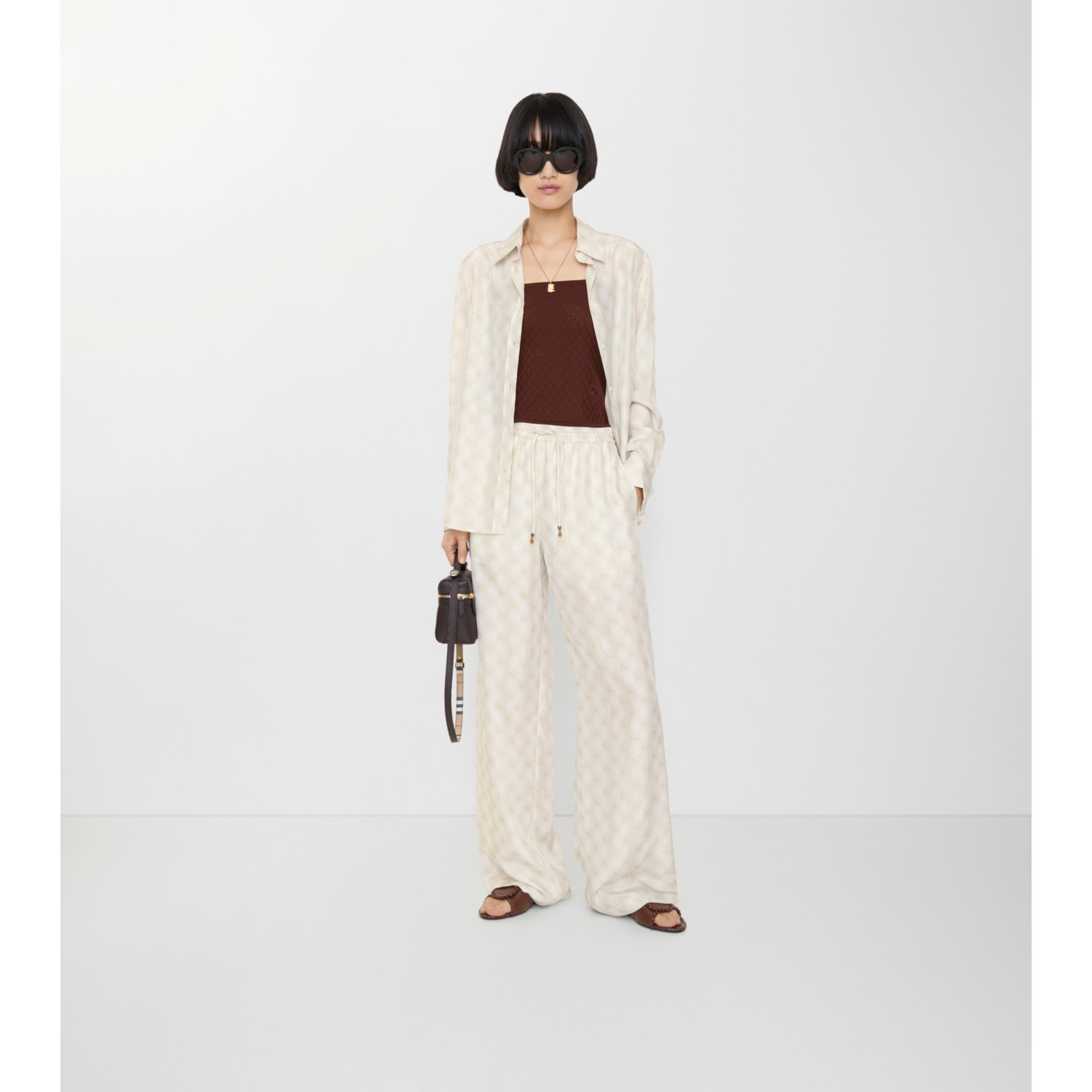 Knight Checkerboard Silk Pyjama Trousers - thumbnail 2
