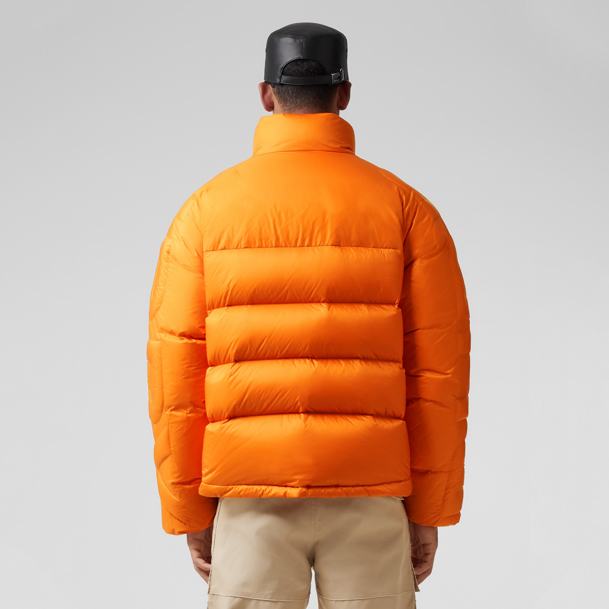 Logo Quilted Nylon Puffer Jacket in Bright Orange - Men | Burberry® Official - 3