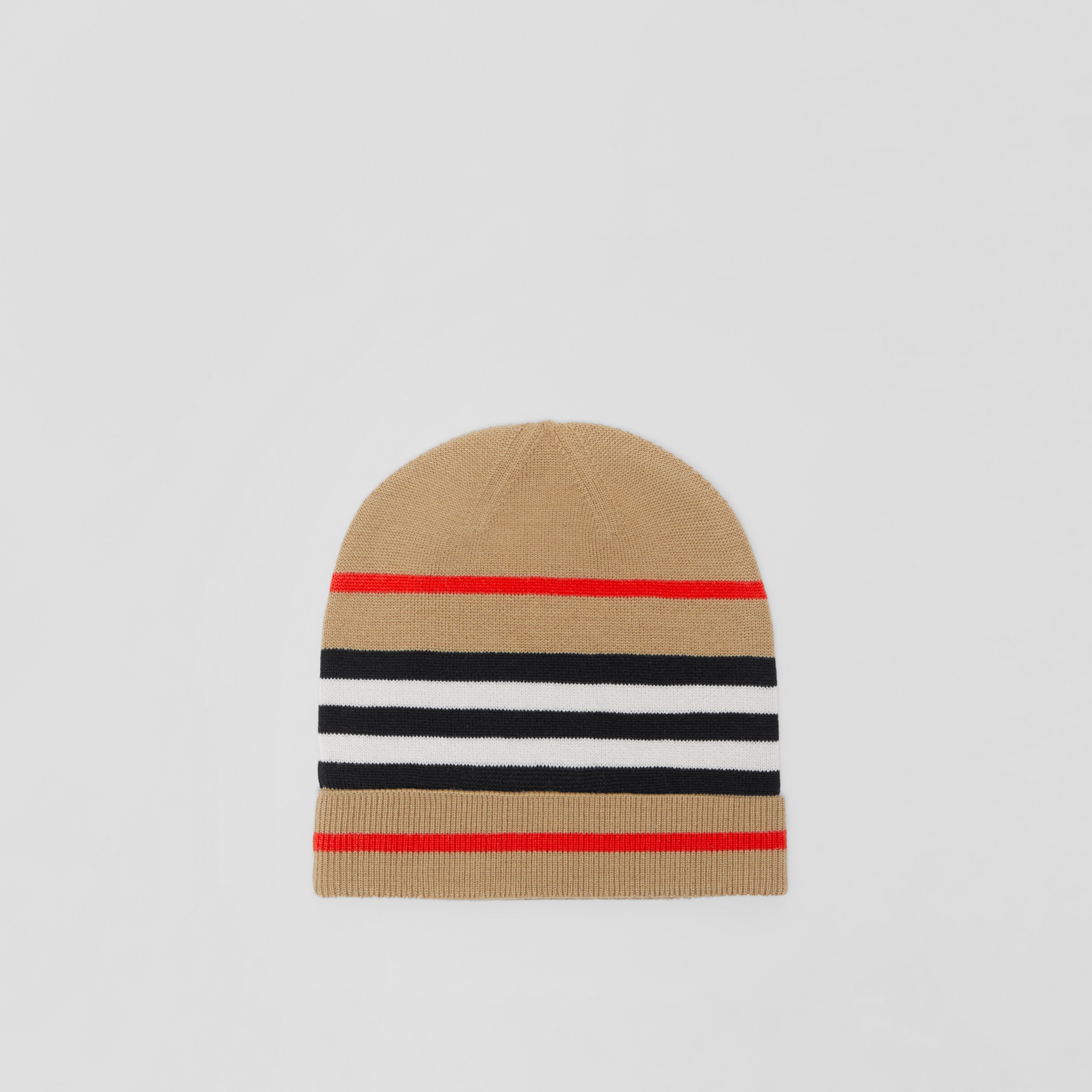 Icon Stripe Wool Blend Beanie in Archive Beige - Children | Burberry® Official - 3