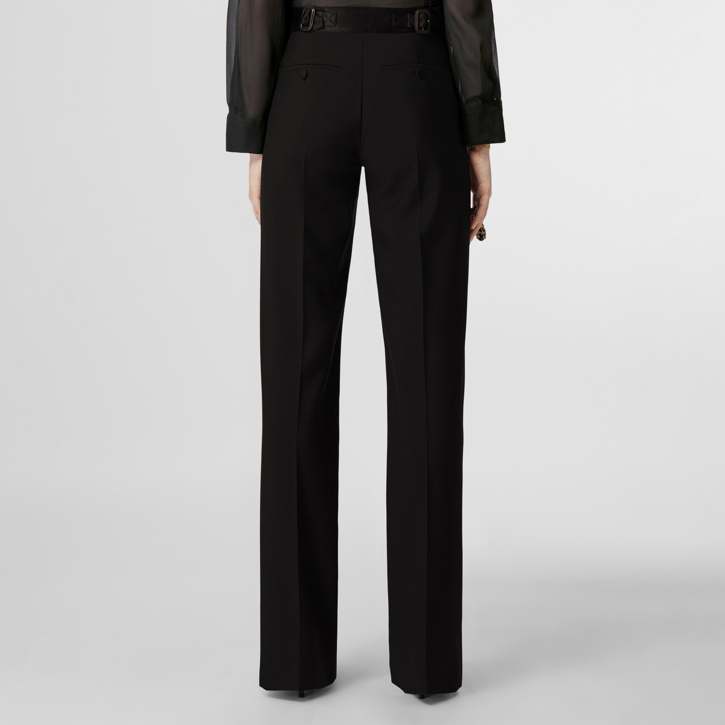 Silk Trim Wool Tailored Trousers in Black - Women | Burberry® Official - 2