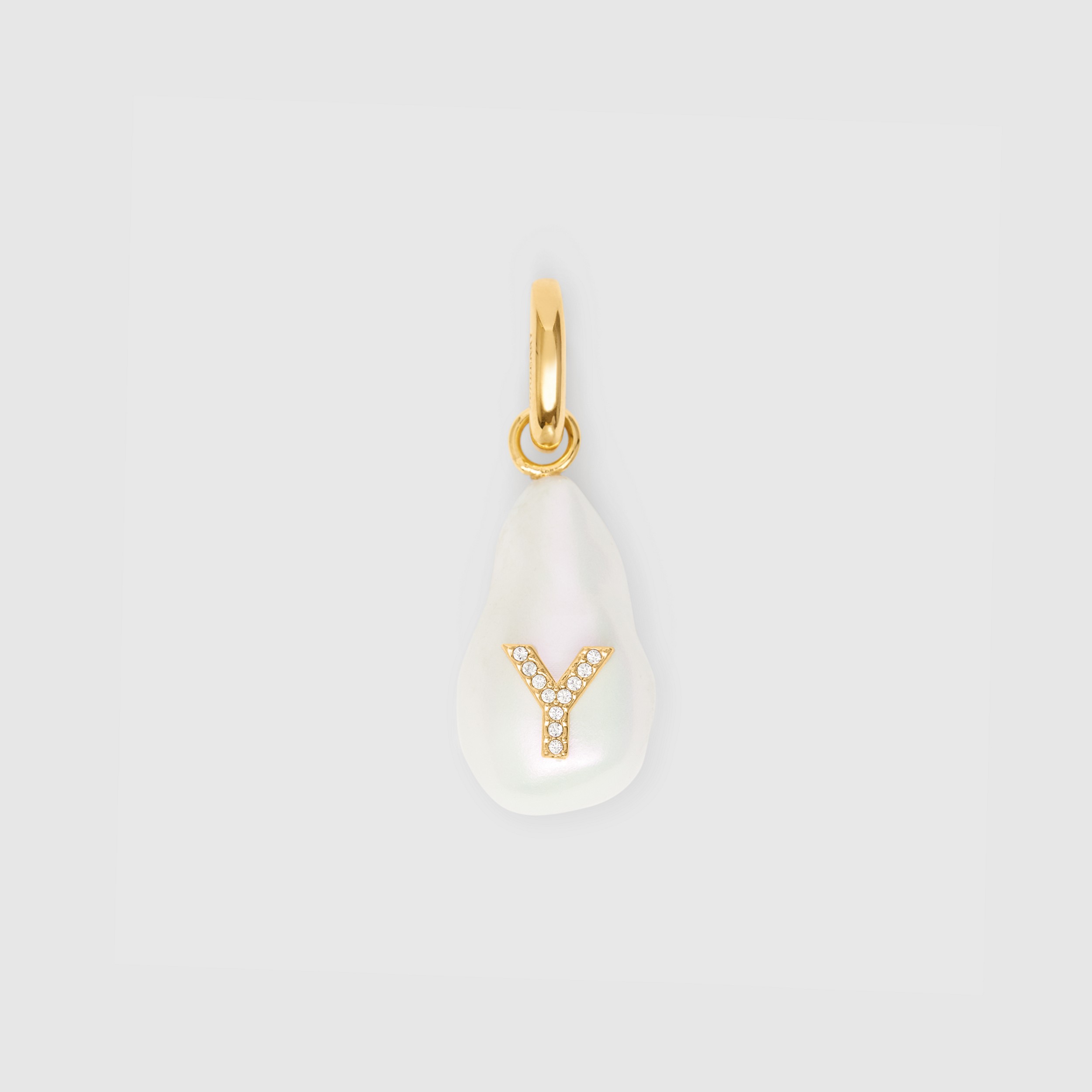 ‘Y’ Crystal and Resin Pearl Letter Charm – Online Exclusive in Light Gold/mother-of-pearl - Women | Burberry® Official - 1