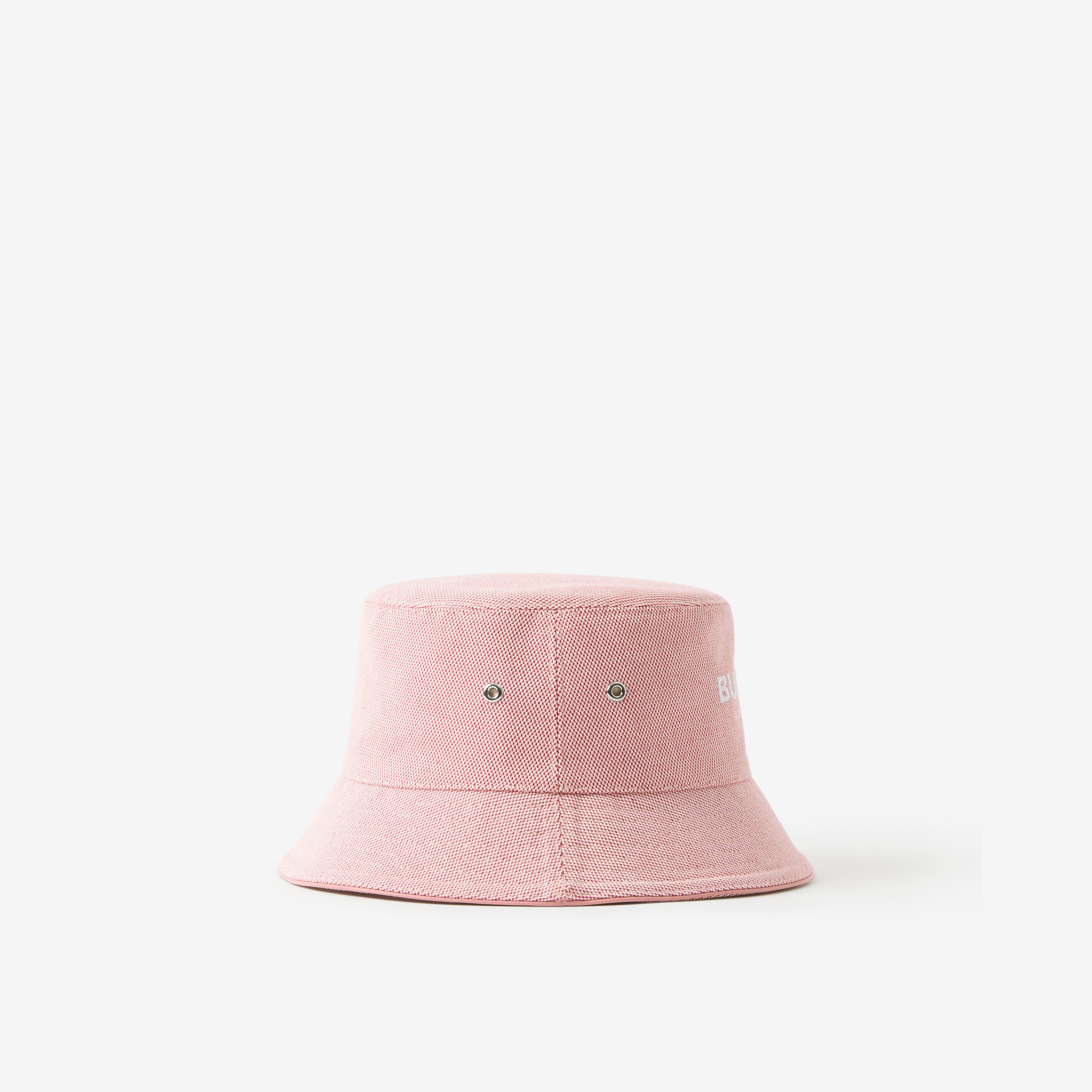 Embroidered Logo Cotton Canvas Bucket Hat in Red/ecru | Burberry® Official - 3